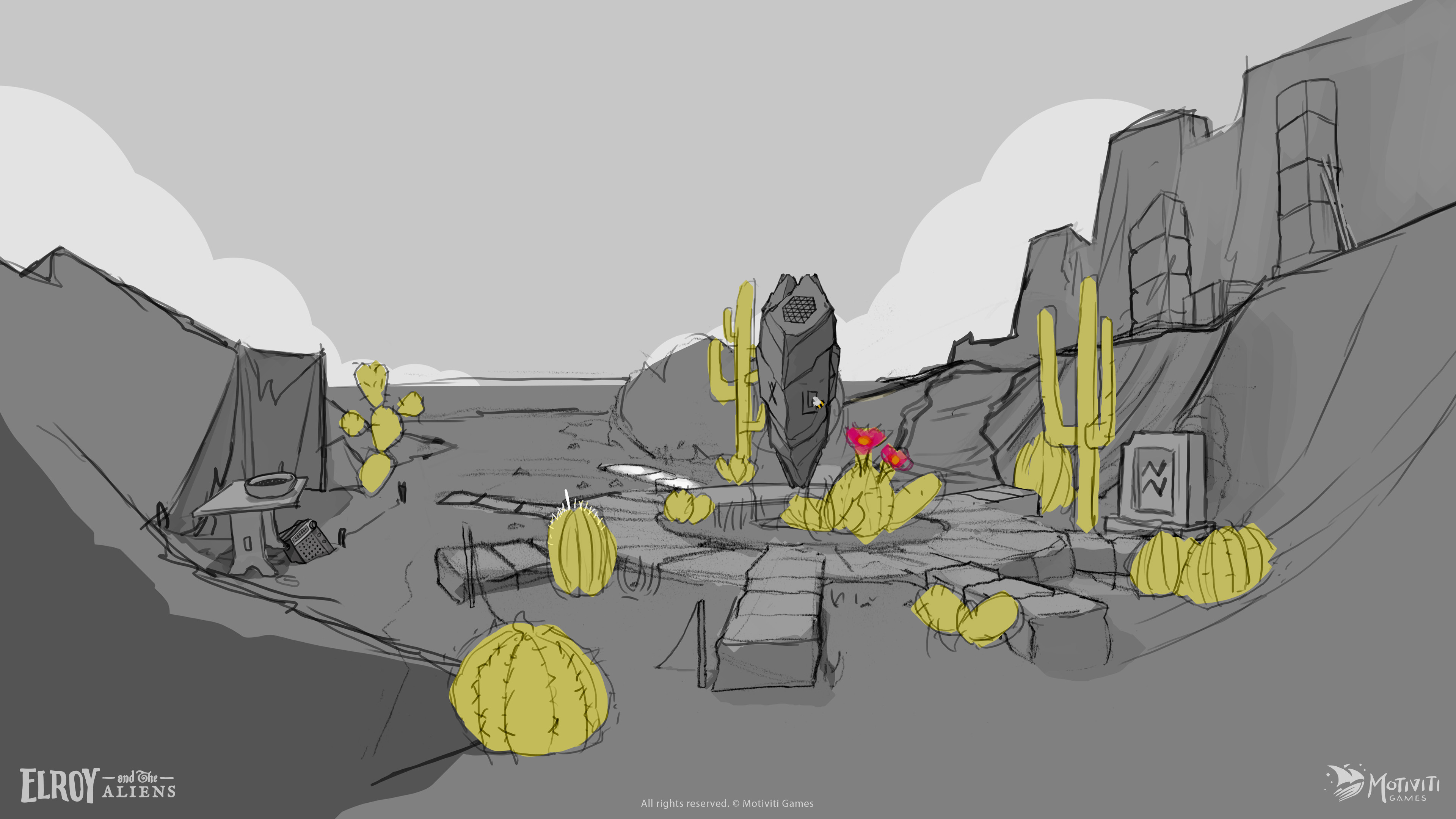 Adding puzzle elements and small details into the composition.