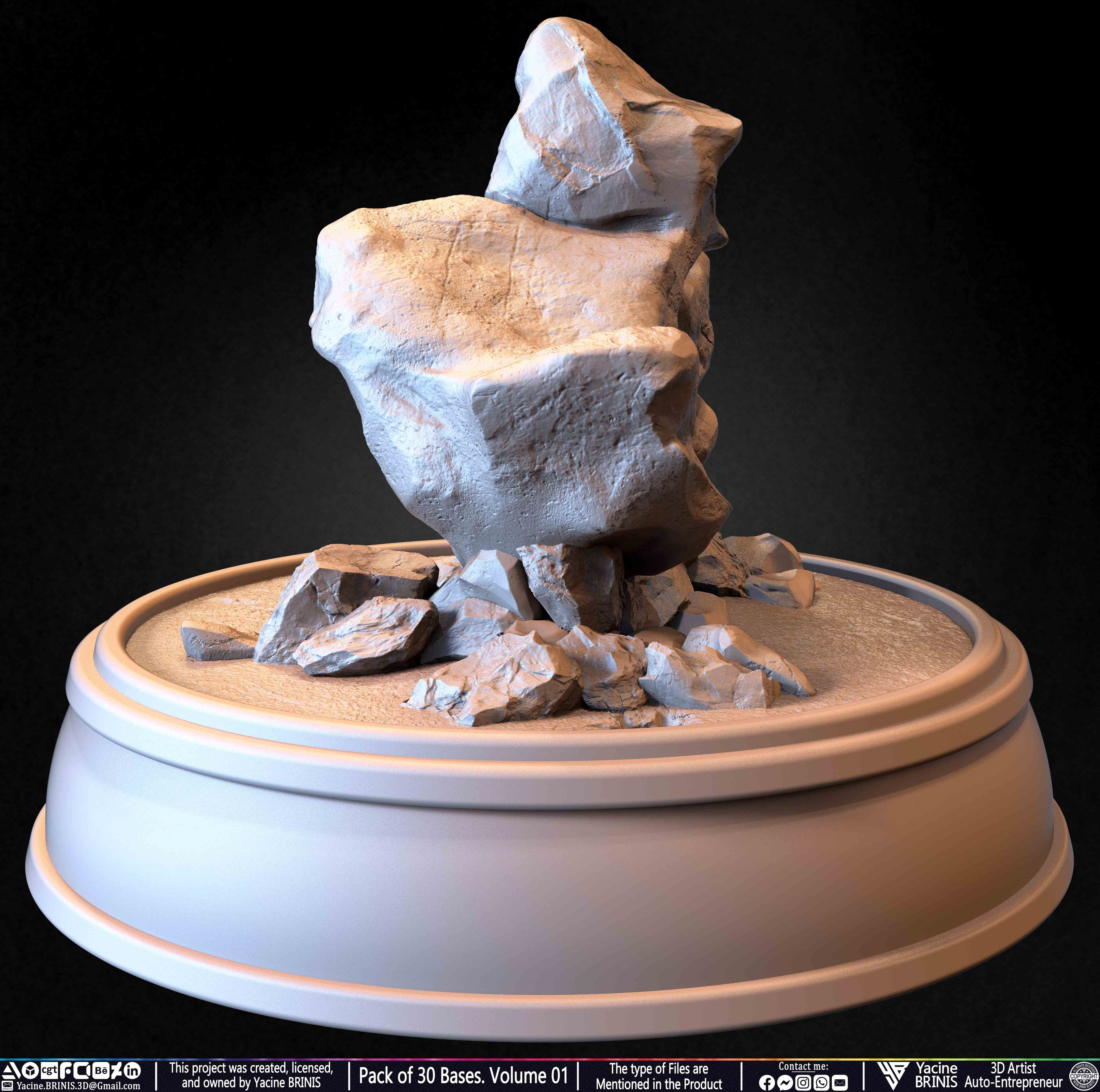 Pack of 30 Bases for Collectibles and 3D Printing Volume 01 Sculpted by Yacine BRINIS Set 044