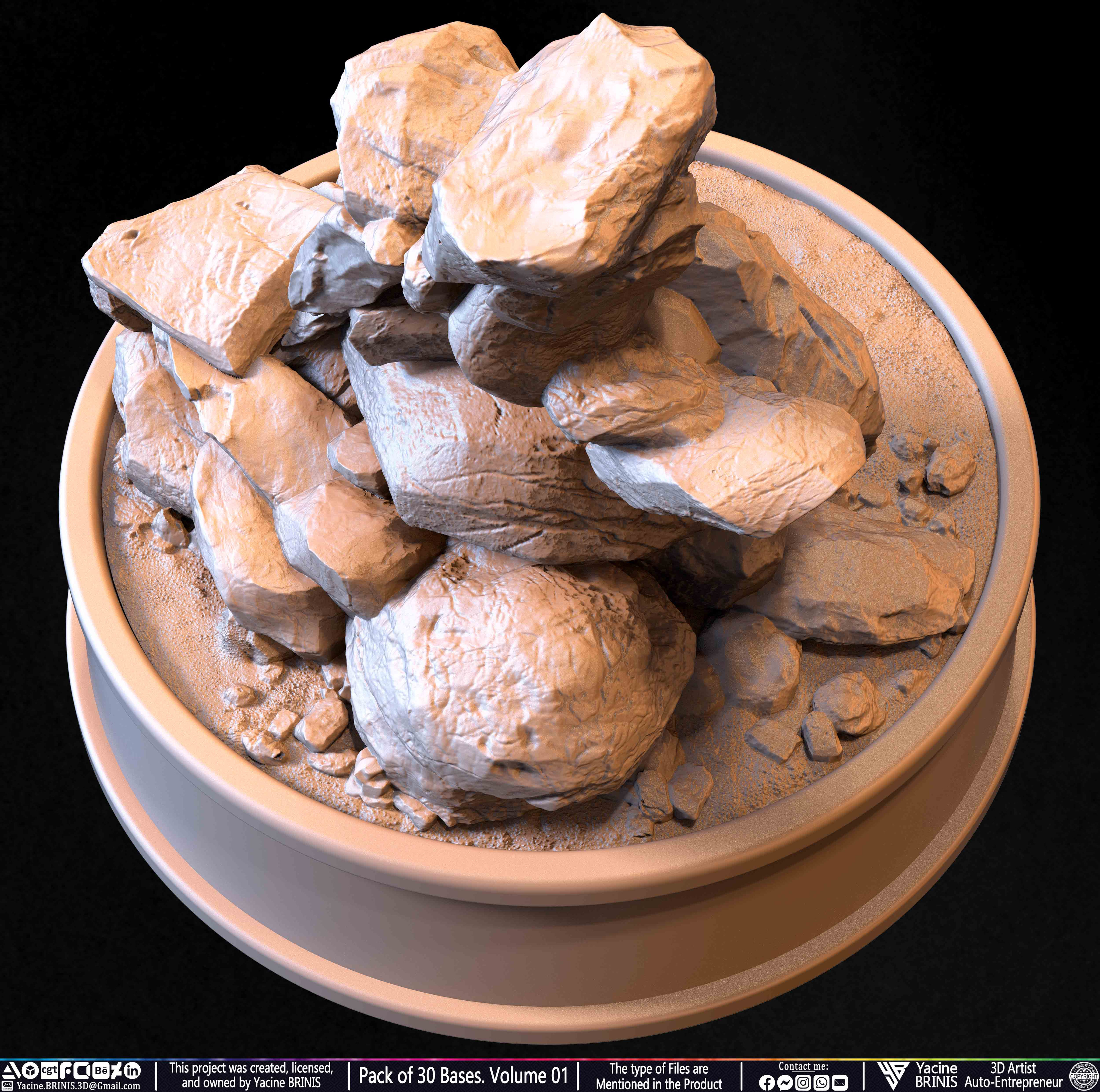 Pack of 30 Bases for Collectibles and 3D Printing Volume 01 Sculpted by Yacine BRINIS Set 048