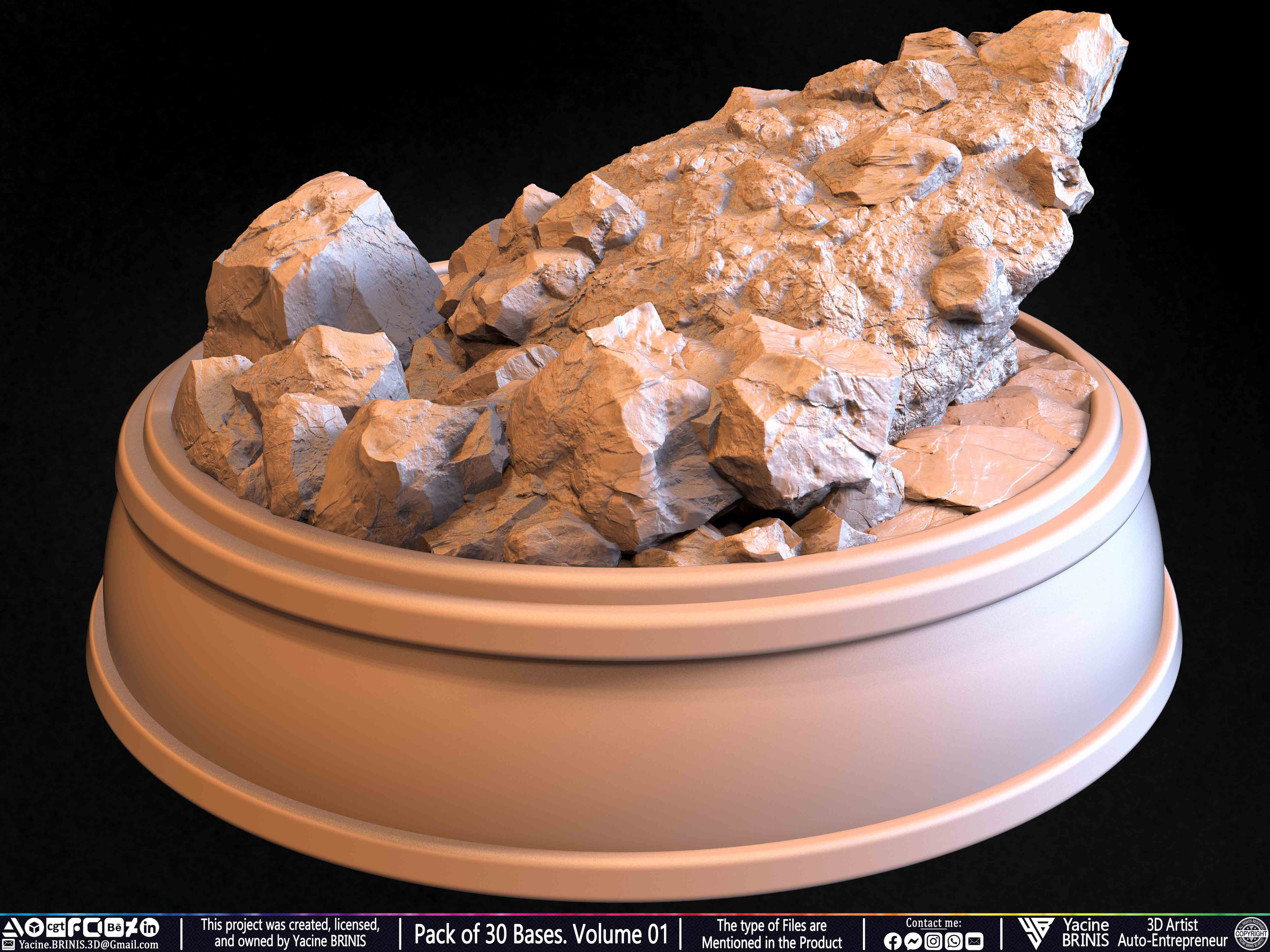 Pack of 30 Bases for Collectibles and 3D Printing Volume 01 Sculpted by Yacine BRINIS Set 057