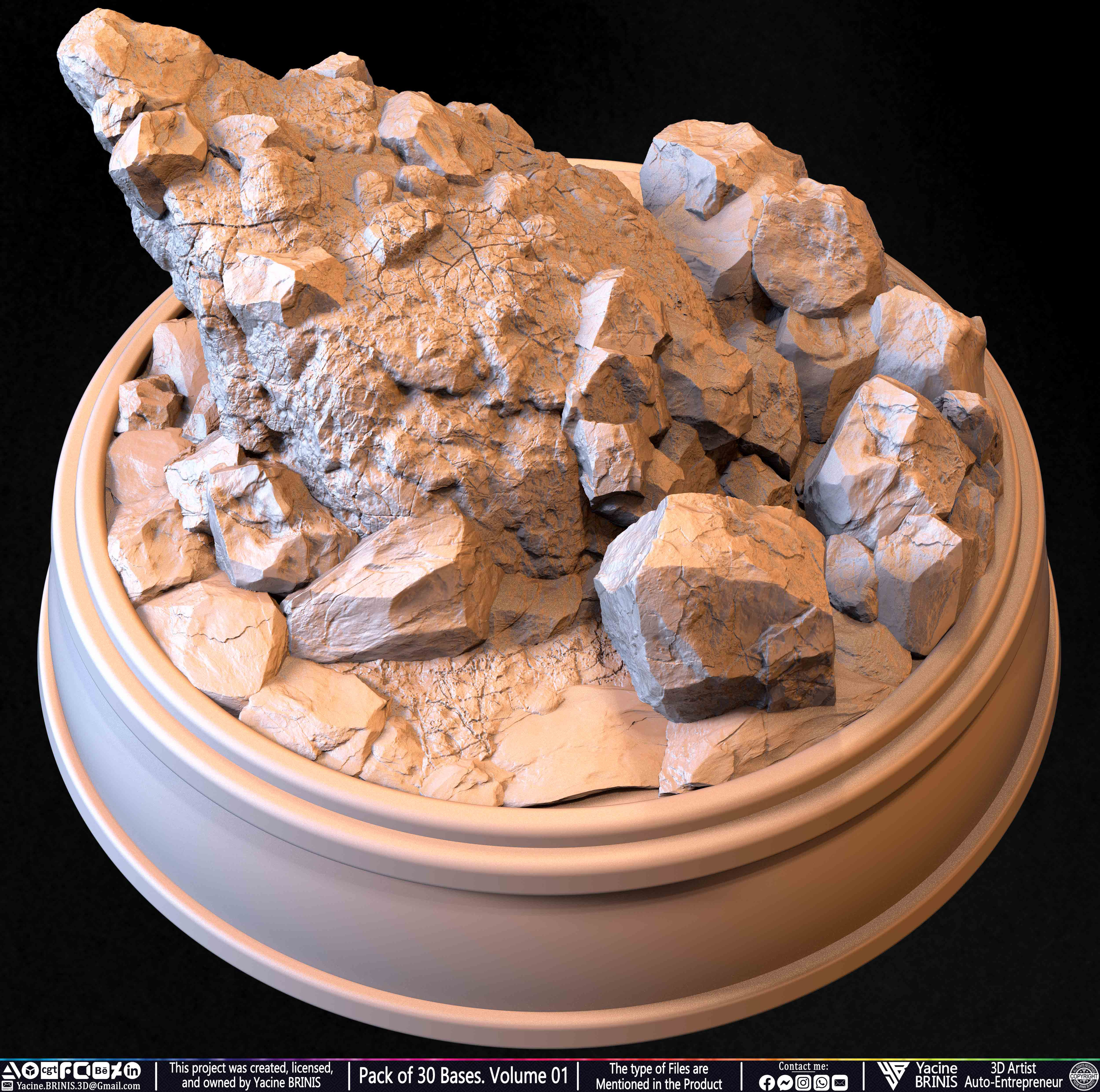 Pack of 30 Bases for Collectibles and 3D Printing Volume 01 Sculpted by Yacine BRINIS Set 058