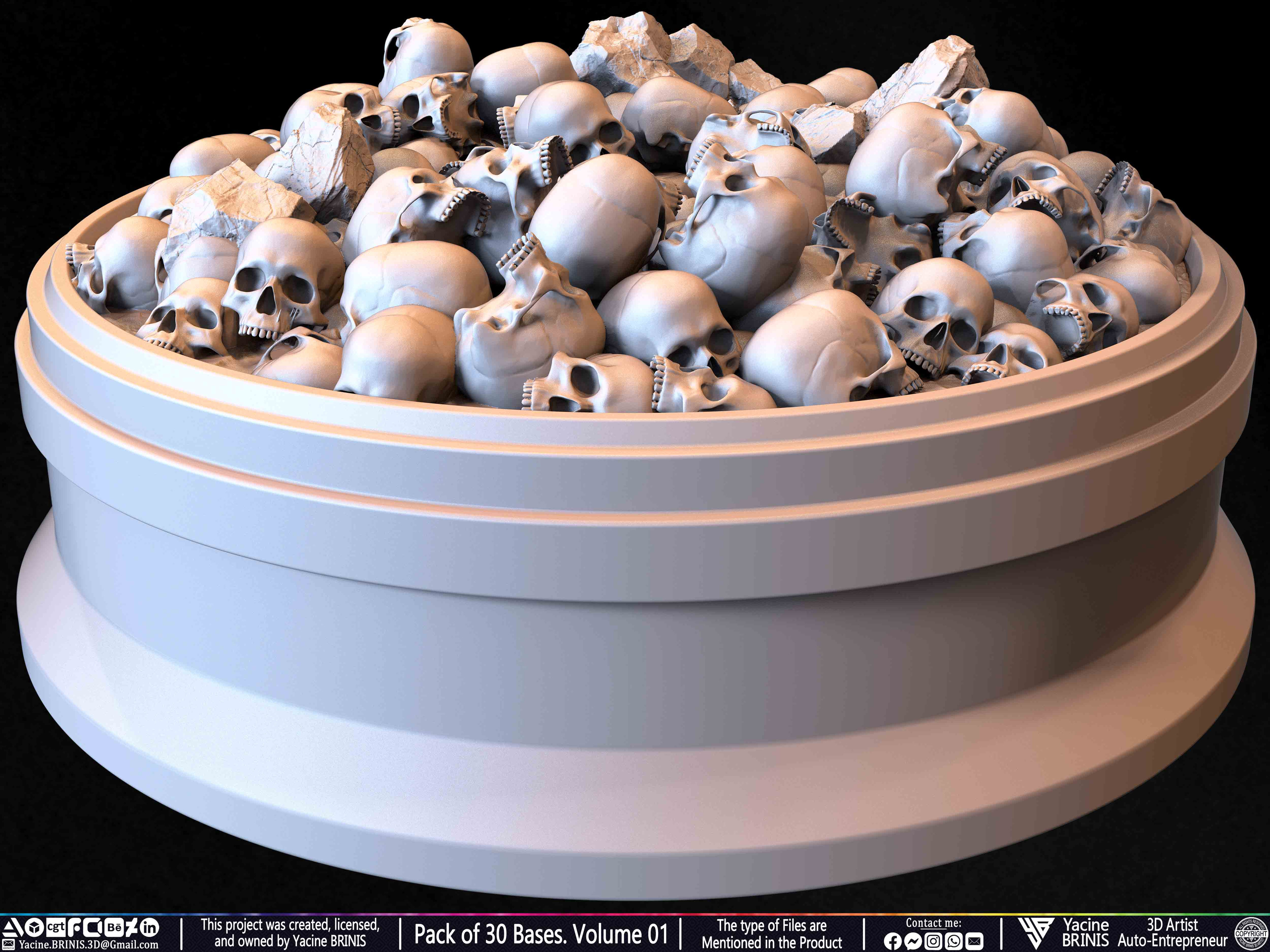 Pack of 30 Bases for Collectibles and 3D Printing Volume 01 Sculpted by Yacine BRINIS Set 068