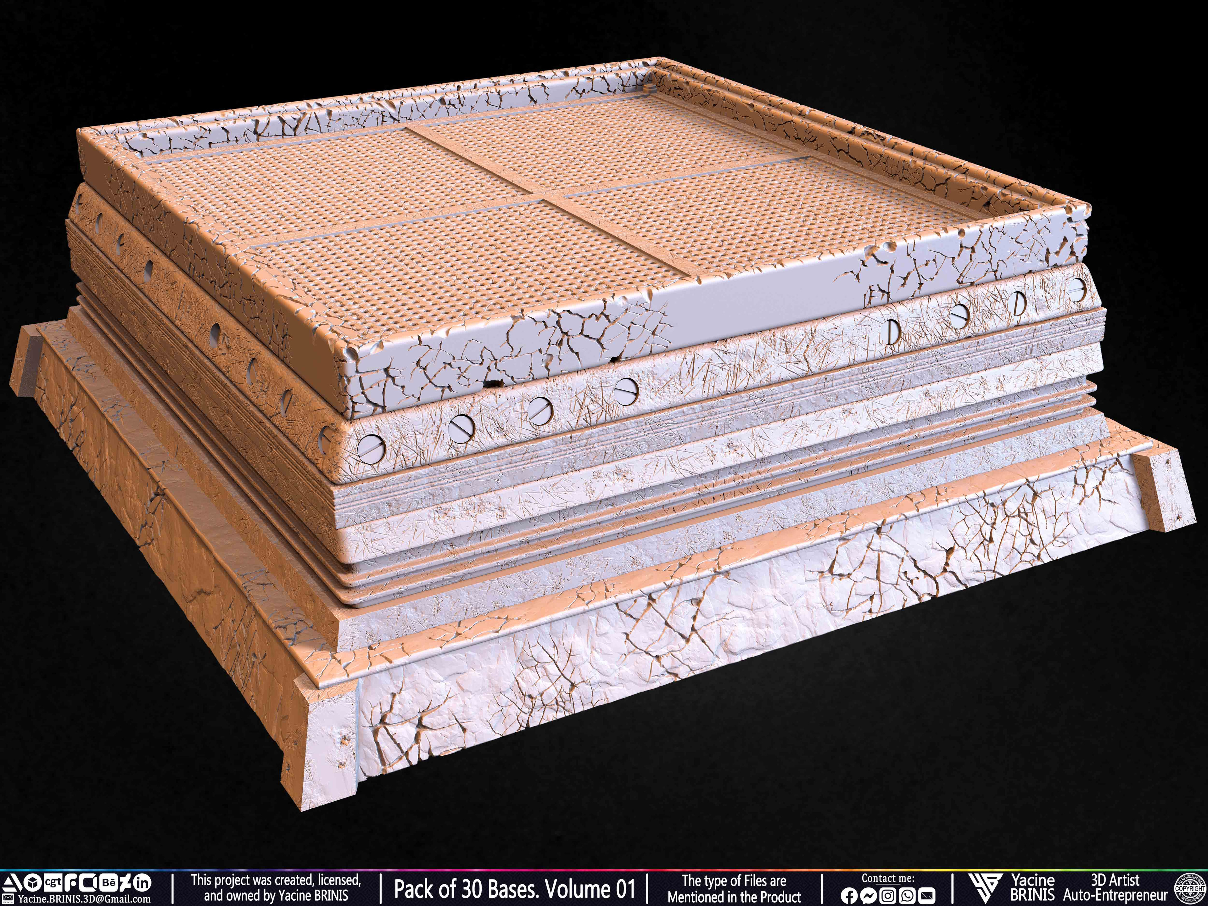 Pack of 30 Bases for Collectibles and 3D Printing Volume 01 Sculpted by Yacine BRINIS Set 077