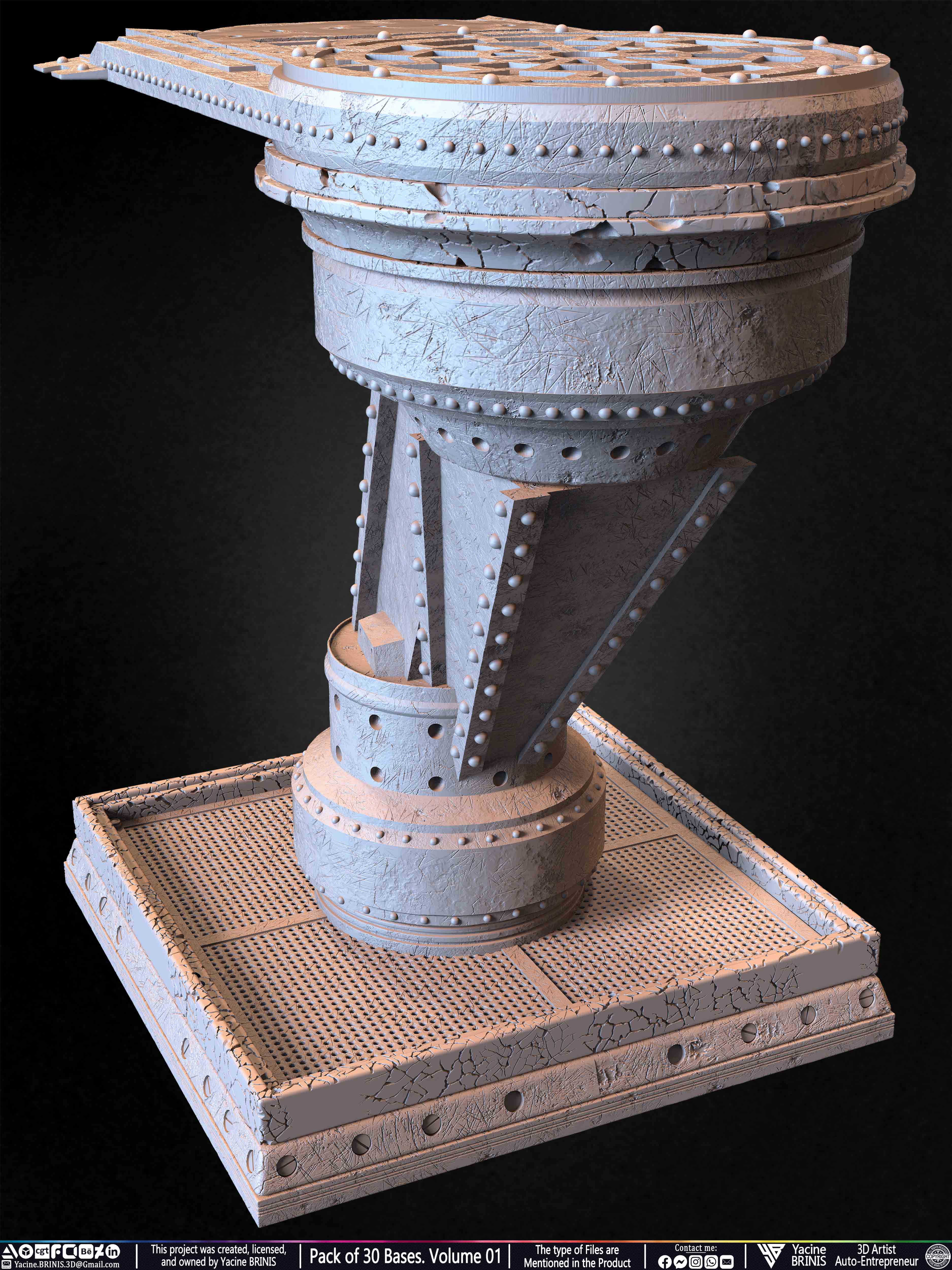 Pack of 30 Bases for Collectibles and 3D Printing Volume 01 Sculpted by Yacine BRINIS Set 079