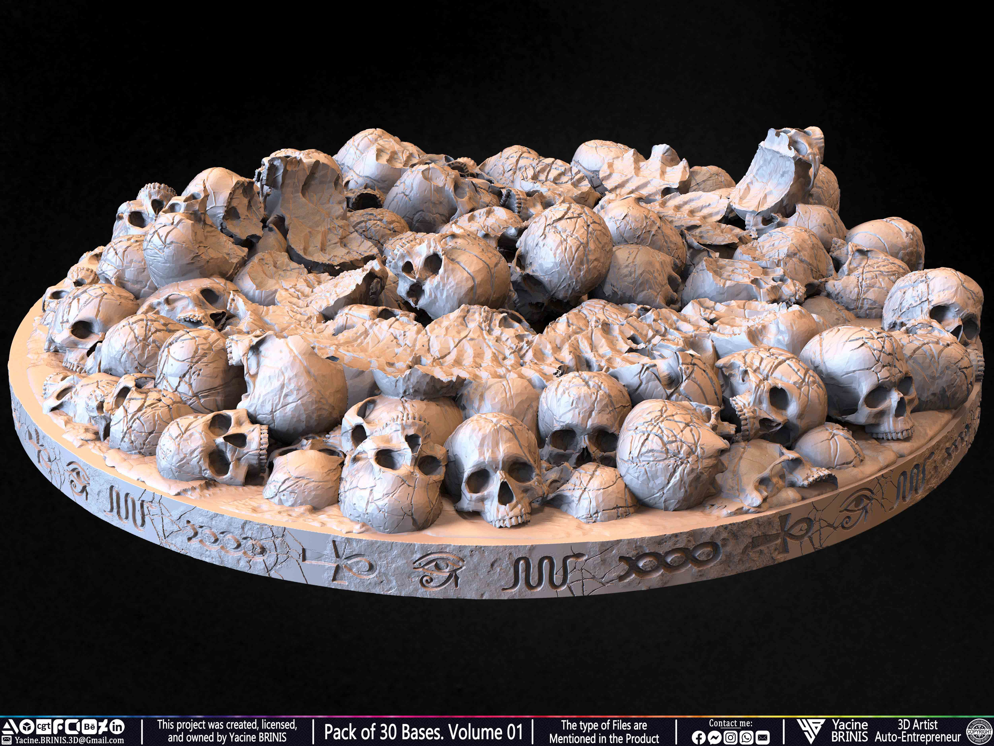 Pack of 30 Bases for Collectibles and 3D Printing Volume 01 Sculpted by Yacine BRINIS Set 081