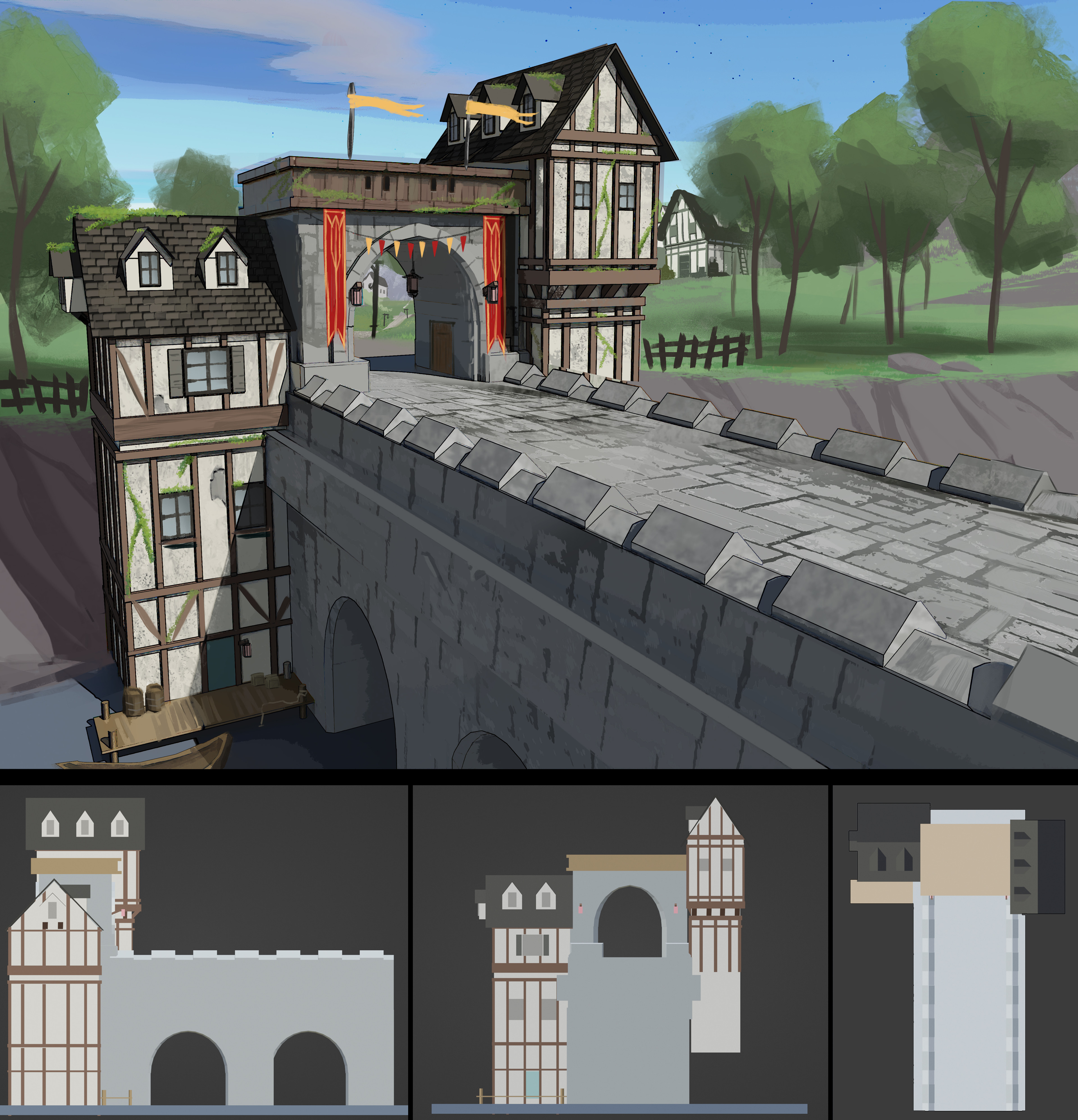 The entrance gate into Avalia, a small human town in the shadow of Thronefast Castle.