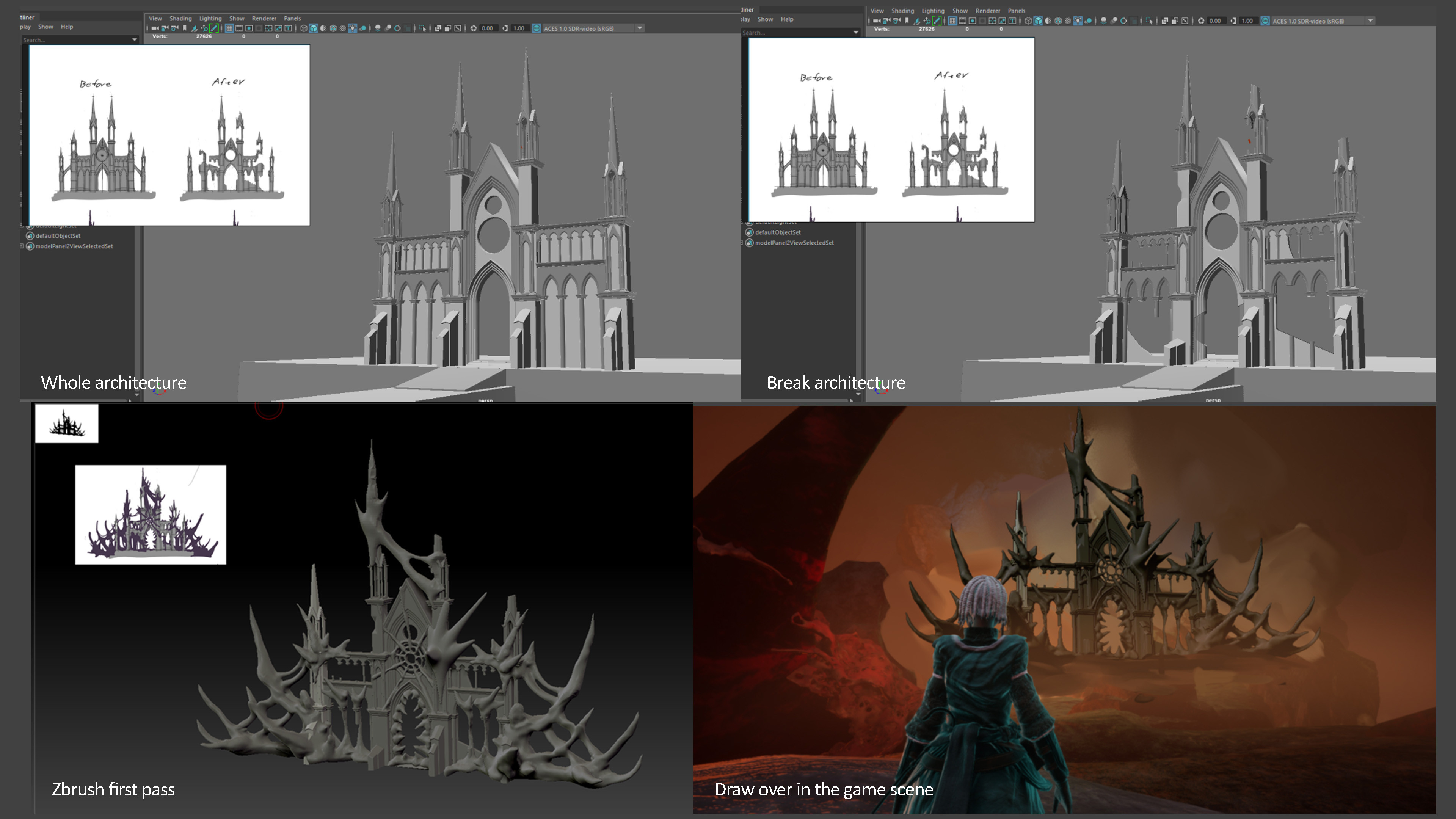 Boss Gate
The working process that follows concept art.