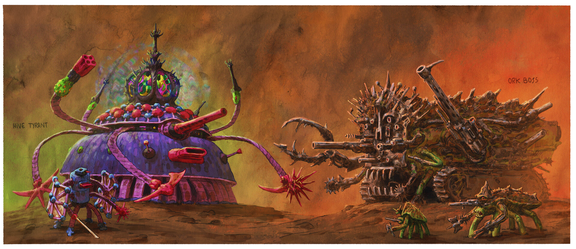 Hive Tyrant and Ork boss