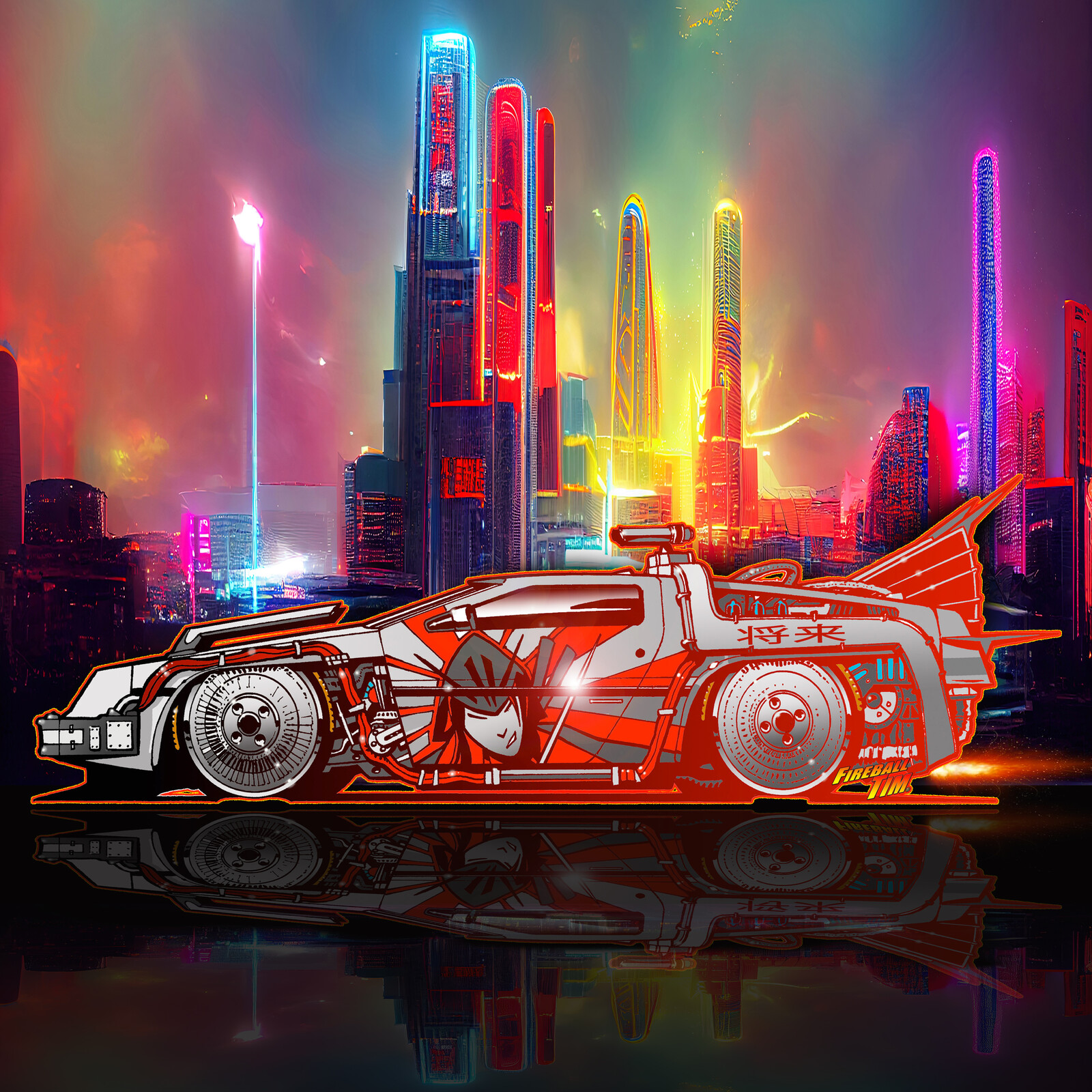 Bosozoku Atlas 6 Delorean Art by Fireball Tim