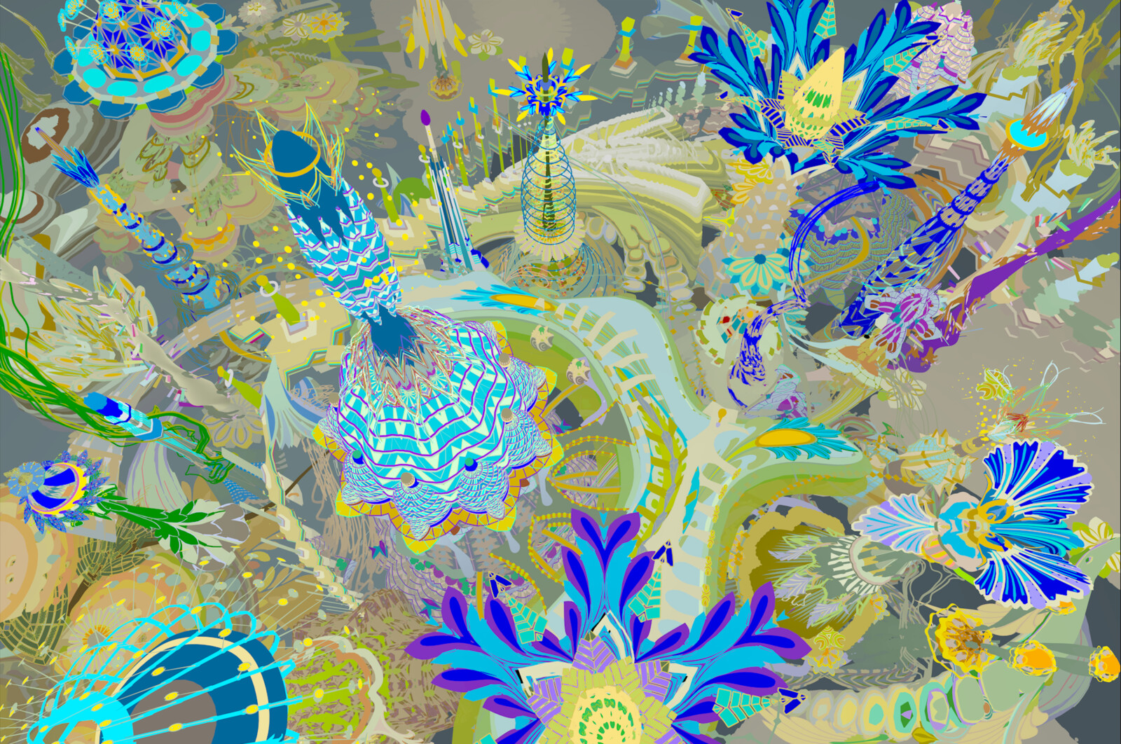 Wirecolor render pass, used for selecting fine details for color adjustments to the initial render. Looks kinda nifty.