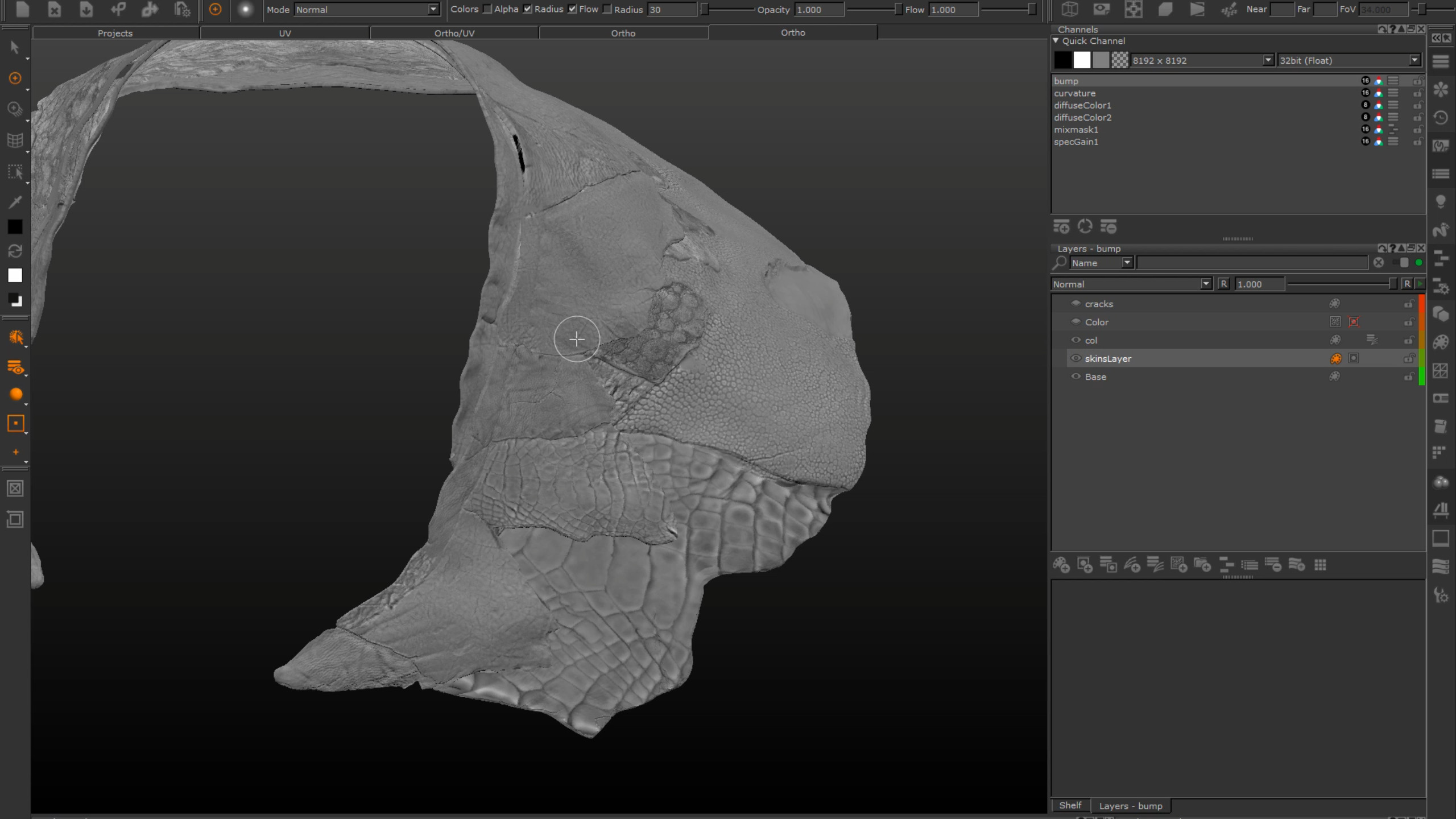 Creating the bump map in Mari for the animal skins