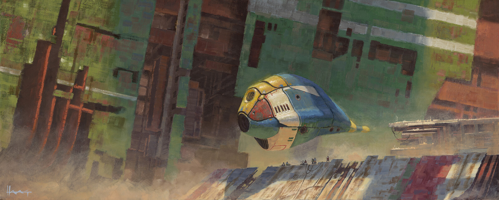 Drone Shot 
40" x 16", oil on linen