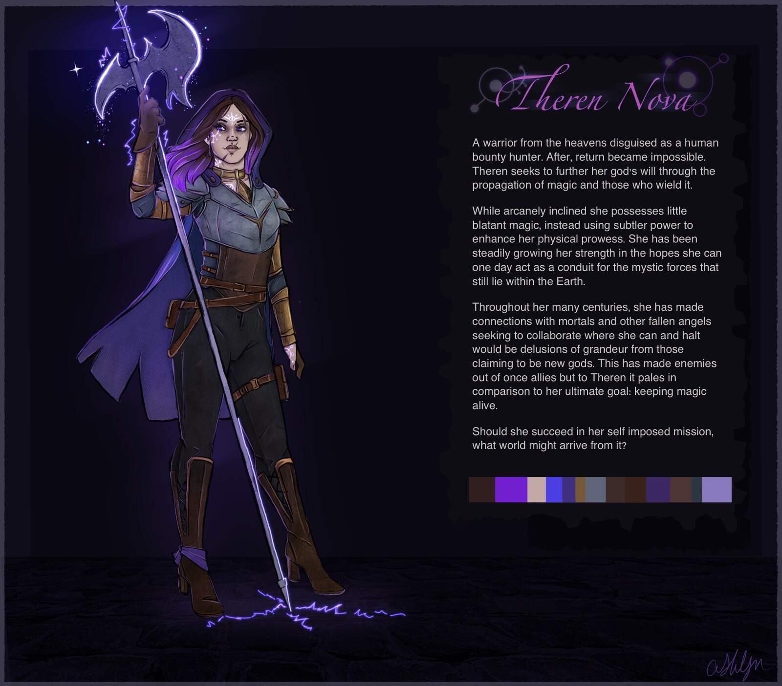 Theren's reference sheet, absolutely proud of how it looks like an in game one. 