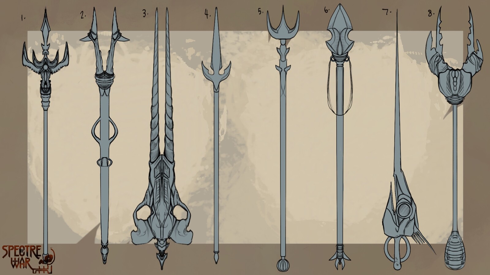 Weaponry designs for henchmen - preferably stabby type weapons that poke, rather than a strong swing. This is because they have limited arm strength and manoeuvrability.