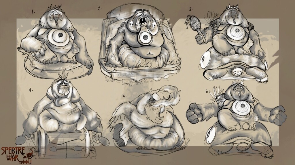 Development into seated character design - creating a chariot type feel.