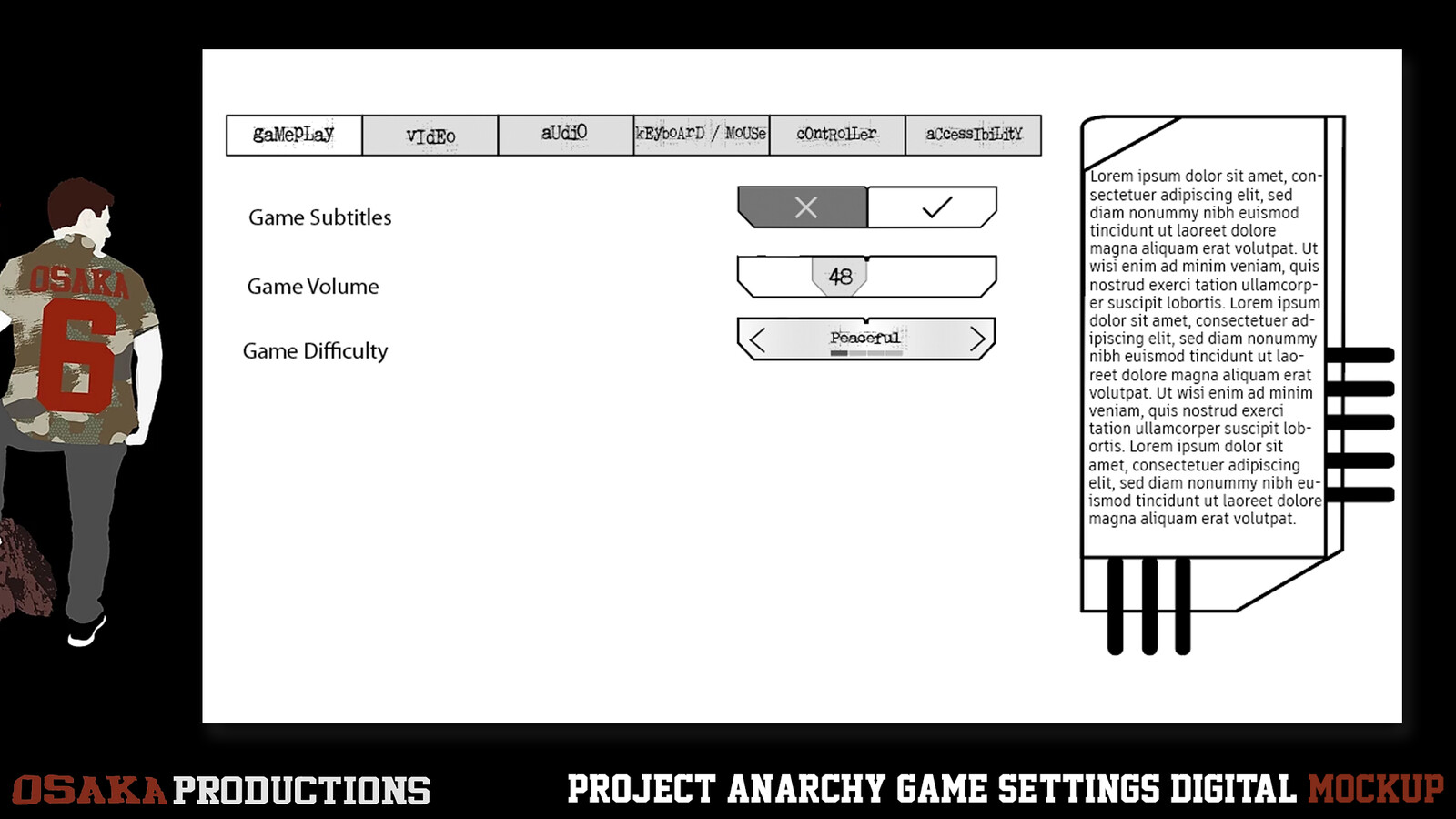 Finalized digital version of the Game Options.  