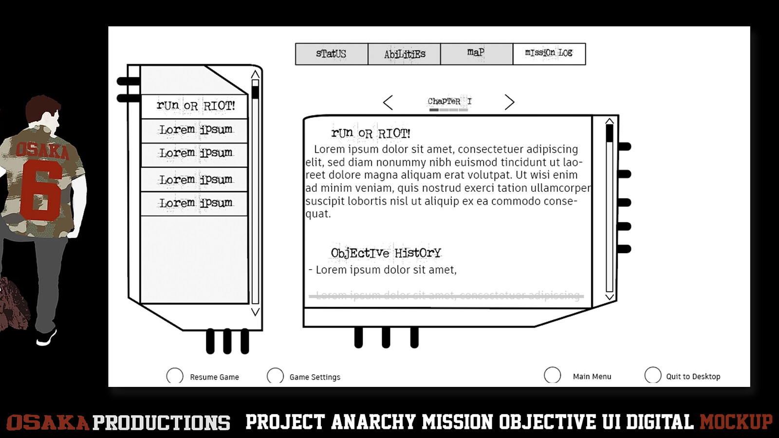 Finalized digital version of the Game Objectives UI.  