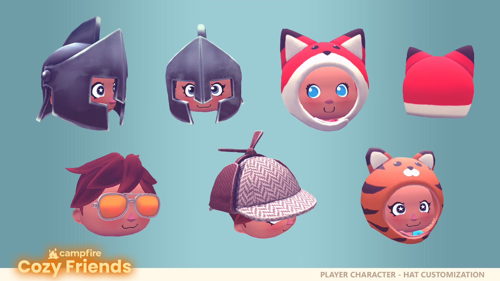 Modeled and textured character hats