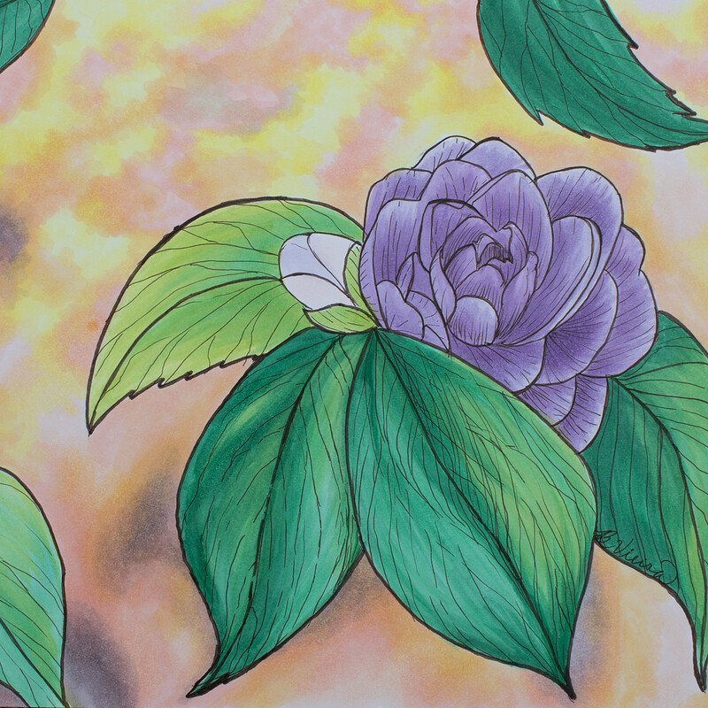 Violet Awakening - 9" x 12" Marker Drawing