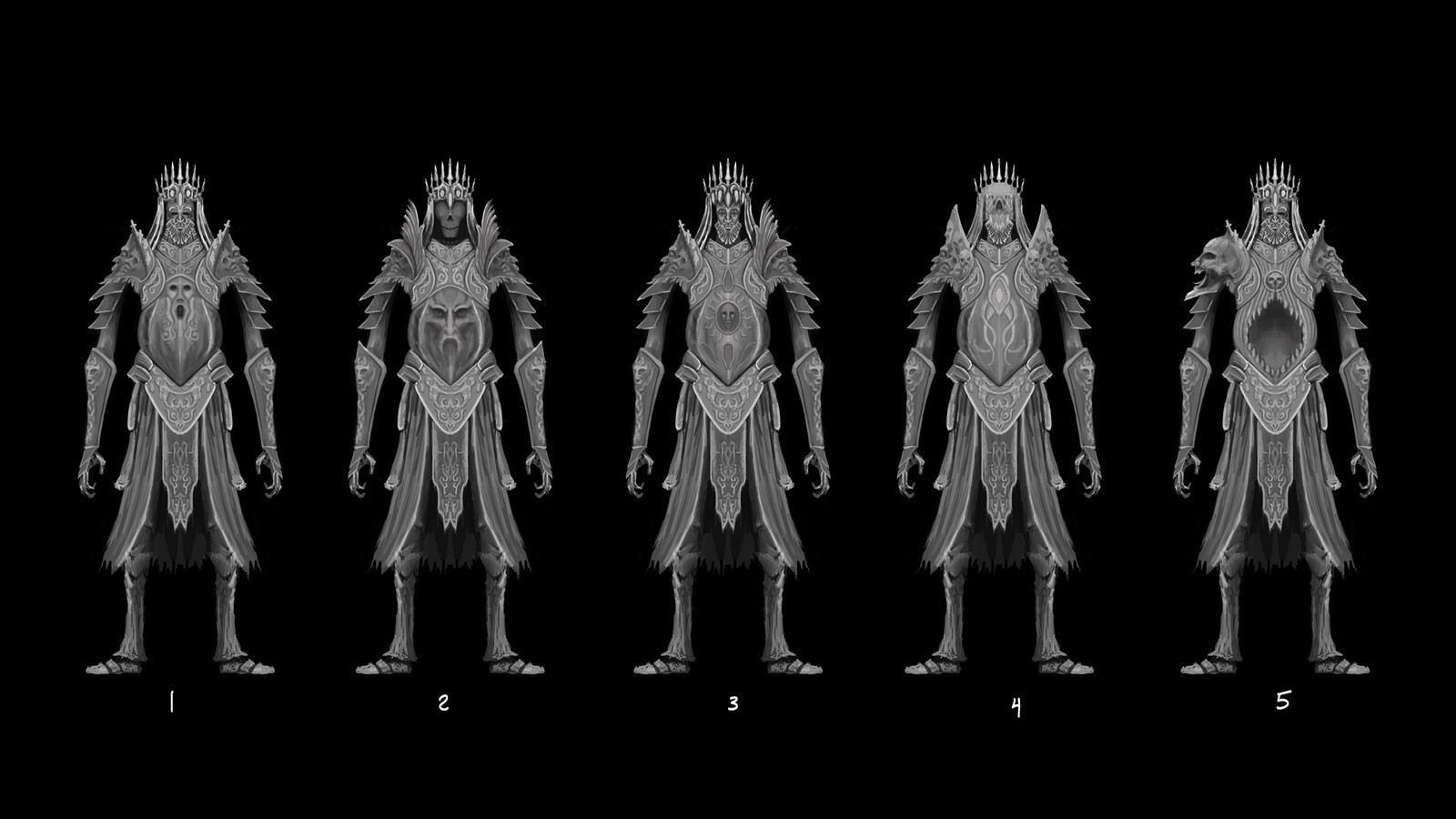 Sketches Round 03

By this stage, I had already defined several aspects I wanted to cover, but I felt I could still explore some specific things, such as the face and shoulder pads.