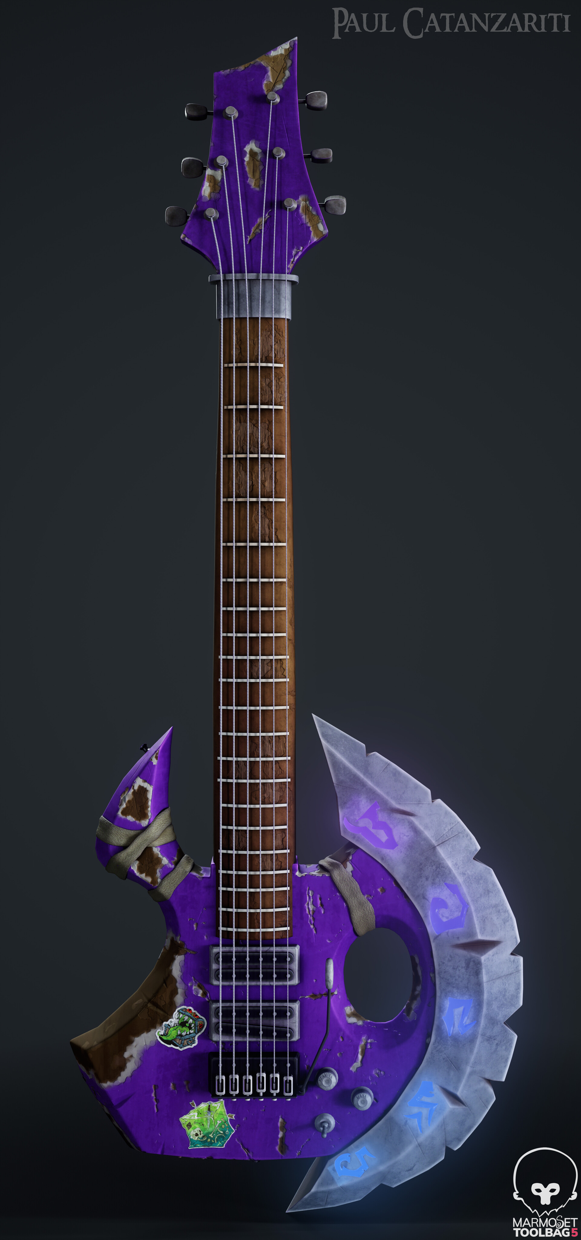 ArtStation - DeFender™ Battlecaster - Stylized Battle Axe Guitar