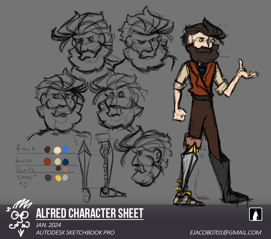 Edwin Jacob - Alfred- Character Reference and Character Art