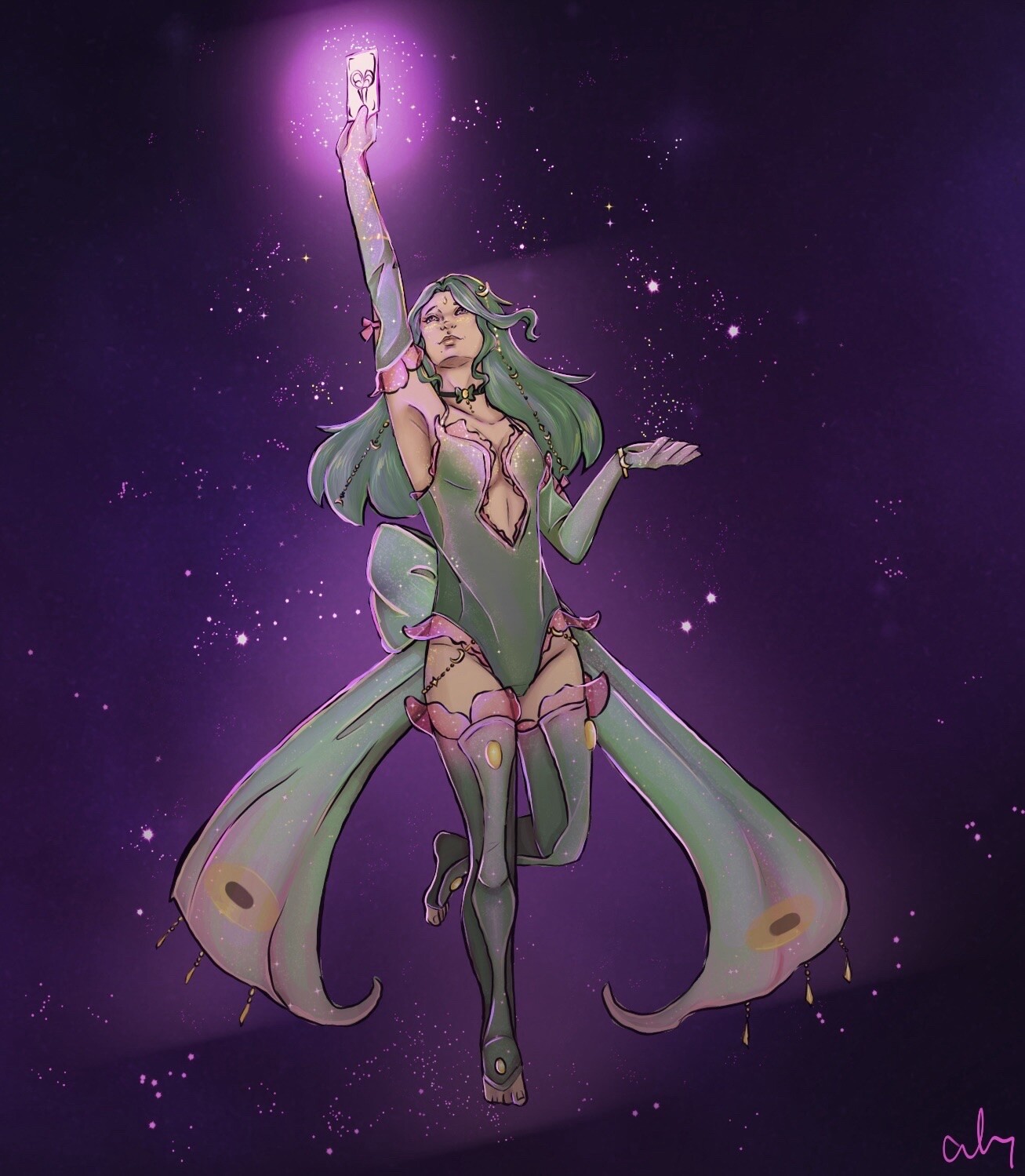 Luna is bursting from her transformation ready to do cosmic good deeds!