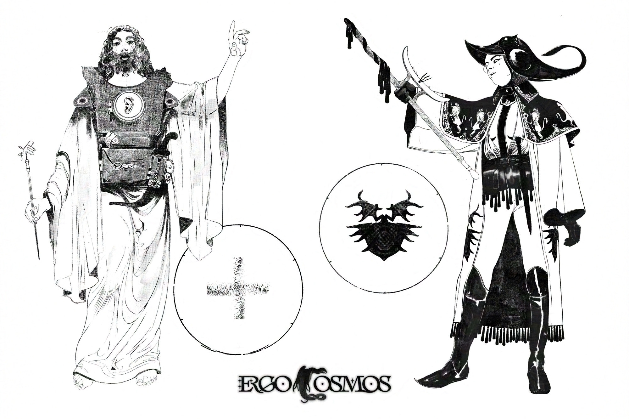 Two alchemists with their crests 