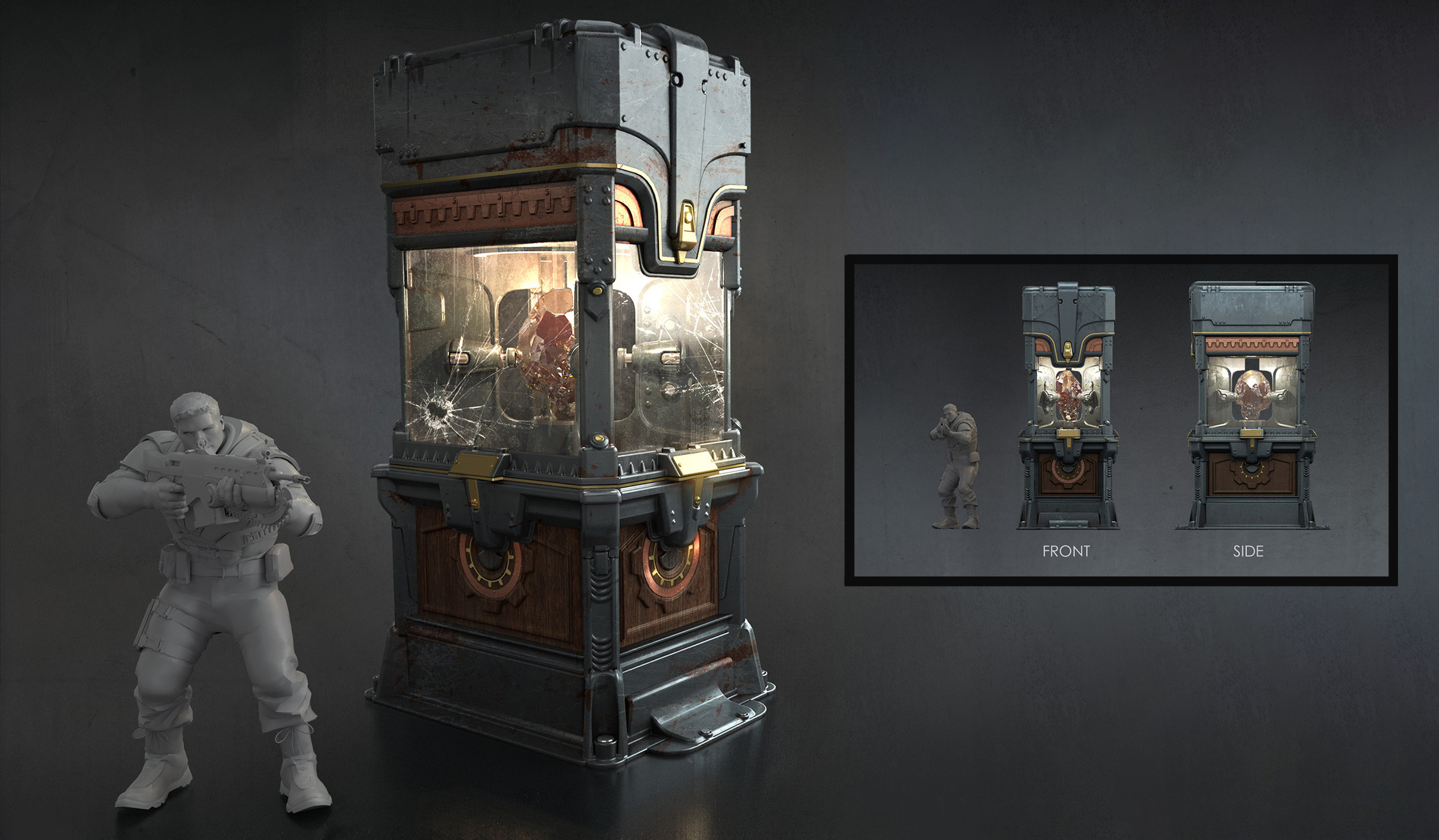 Gem display case that was located on the previous bridge.