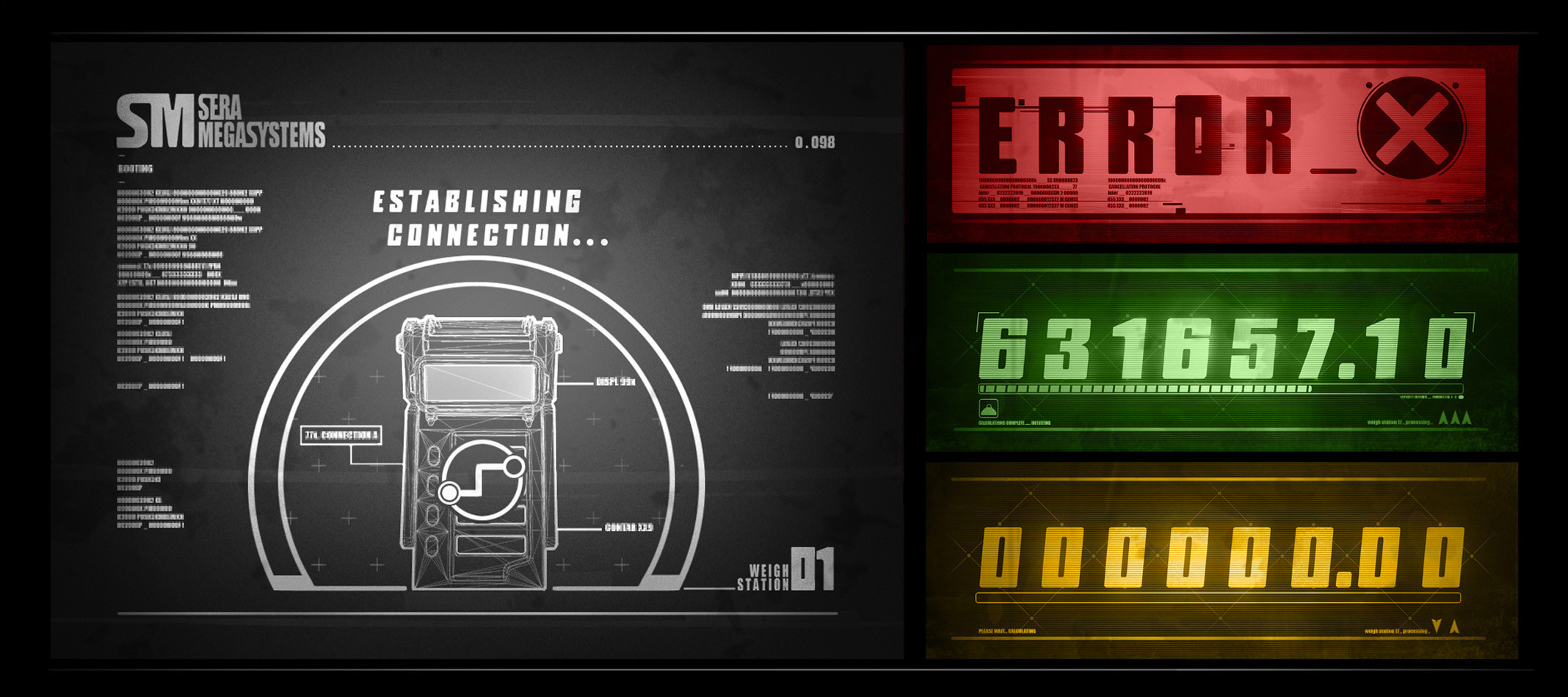 Fuel Depot graphic design screens for a quest.