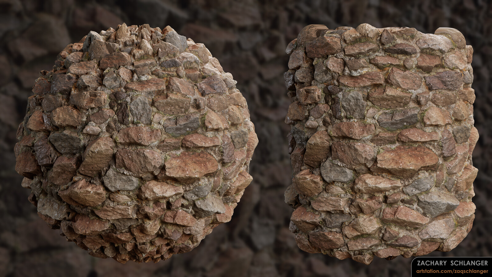 Fieldstone Wall using a scanned rock.