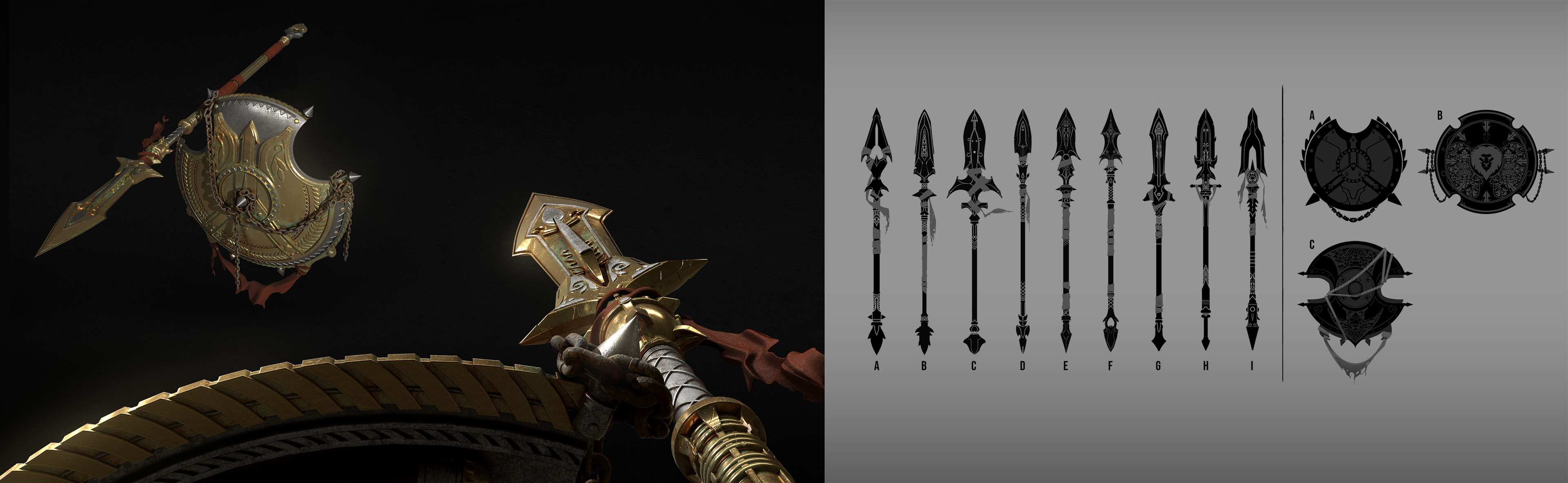 Spear sketches and final blockout from zombies.