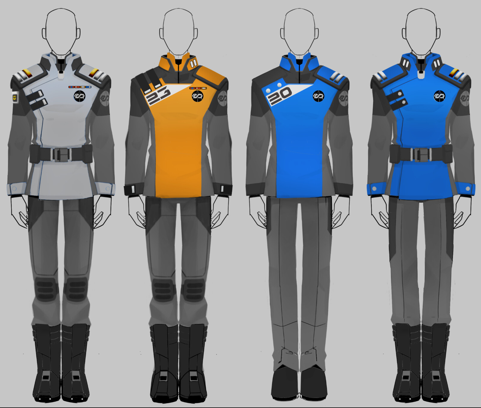 Various crew uniform concepts