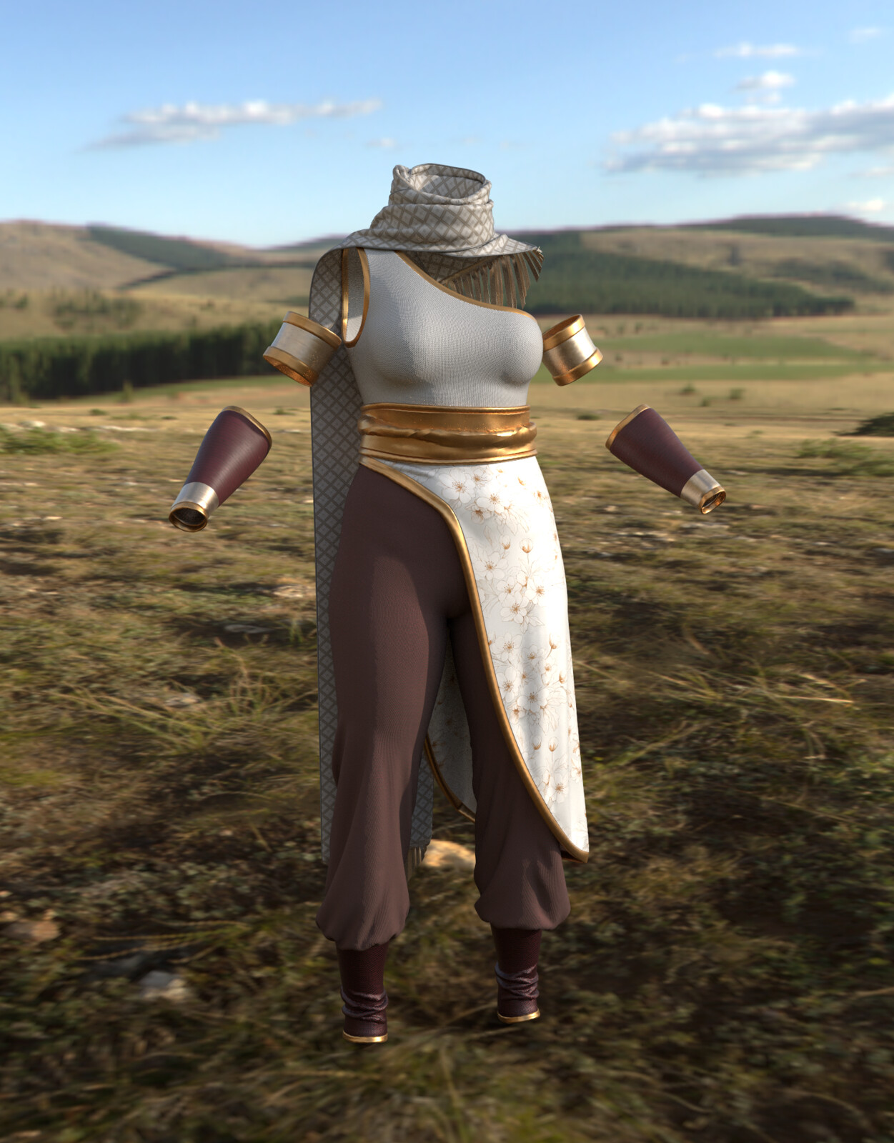 Substance Painter. A quick test render to see the garment in natural lighting environments.