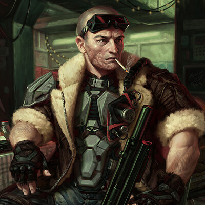 Cyberpunk, Retrofuturism Board Game Illustration