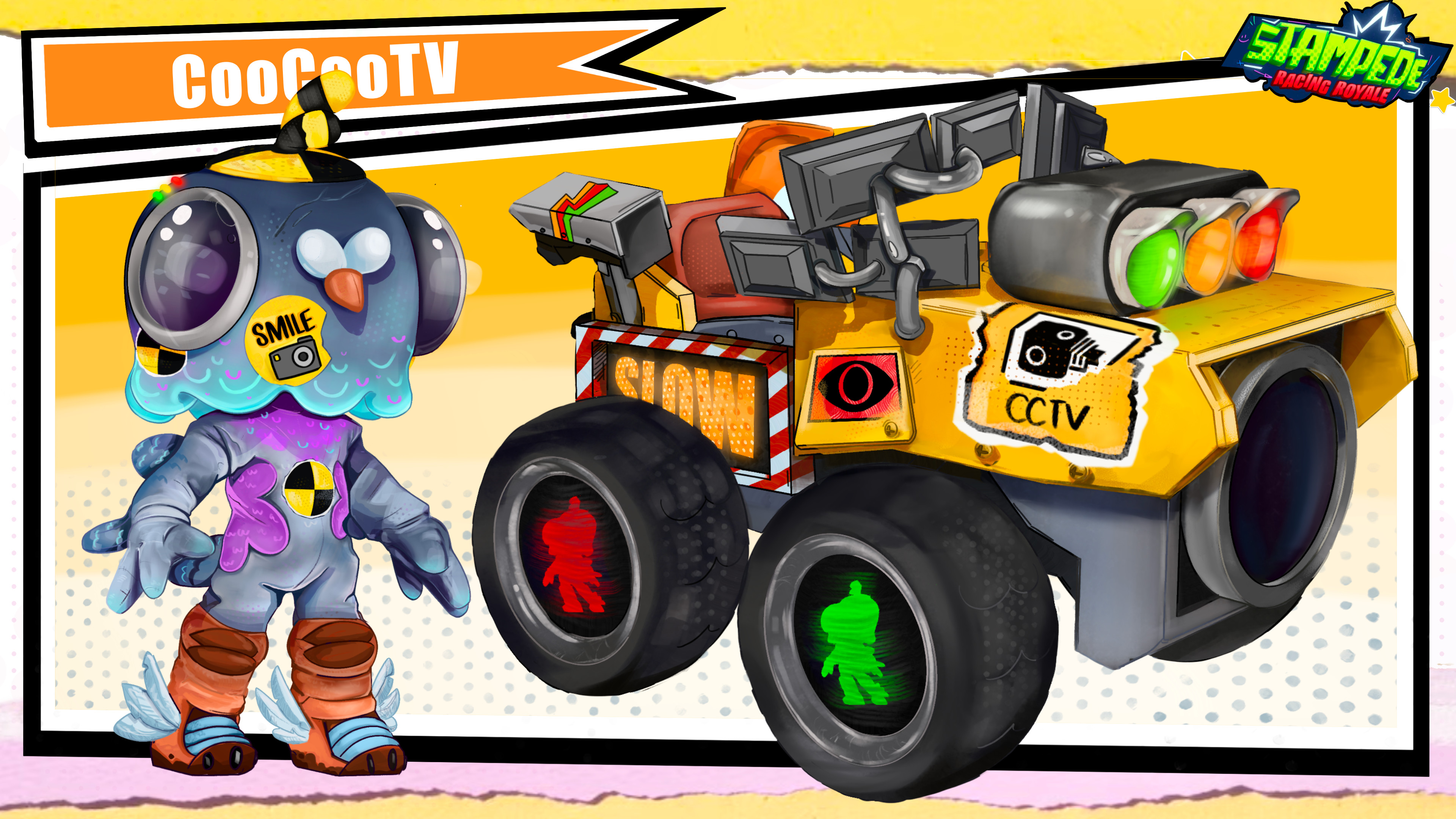 Unofficial Stampede Racing Royale Character art! Showing off points of the process of creation.