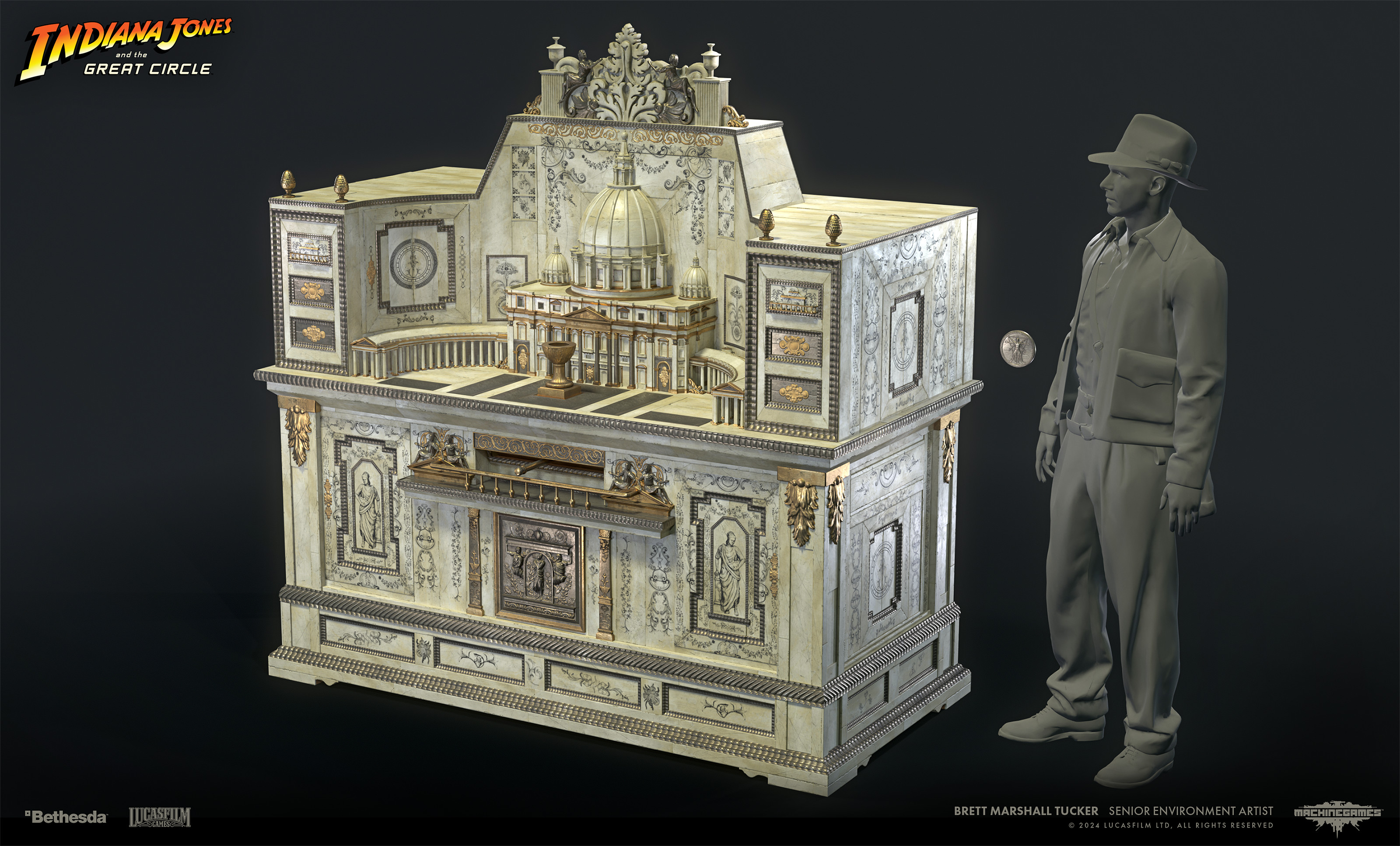 The "DaVinci Cabinet" in the Vatican. Puzzle box with a stat boosting award inside (if you can figure out how to open the doors).