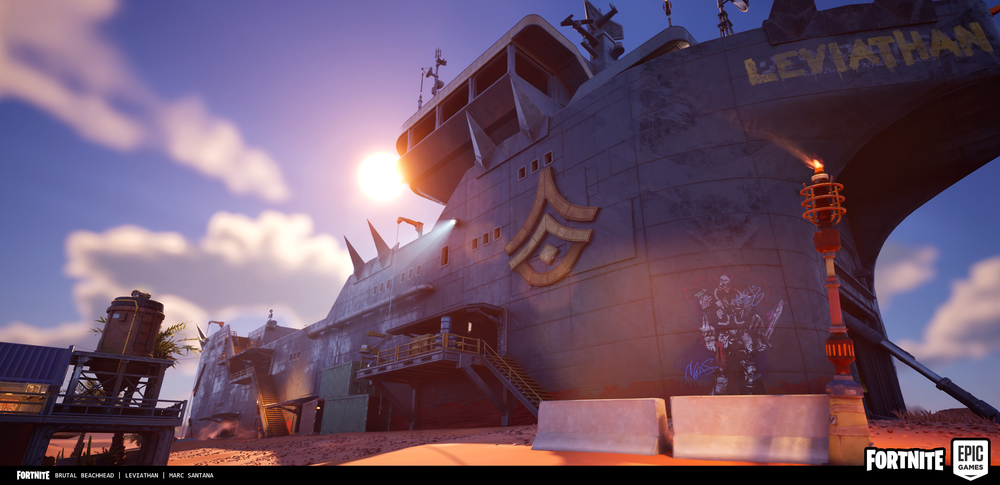 Credits to Scott Homer for the major work on the ship kit and design, Candice Fonville for the large fin and dressing of the surrounding areas and Ean Vasquez for the large mechanical doors.