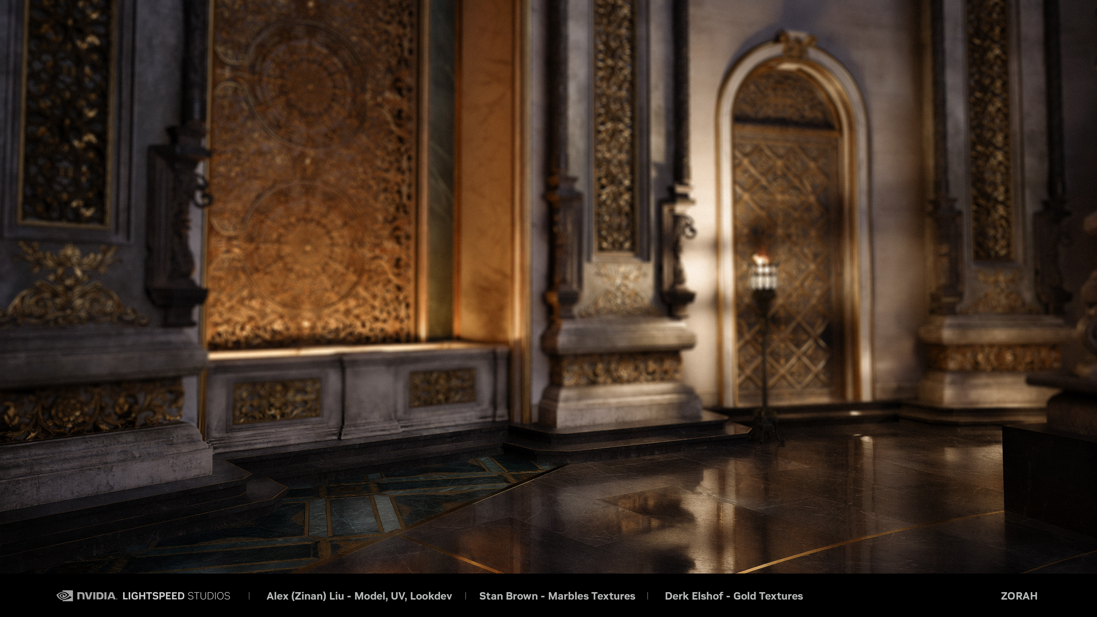 I was also responsible for the dark grey marble floor inside the throne room (Floor only, excluding dark marble stairs/steps, which were made by other artists on the team)