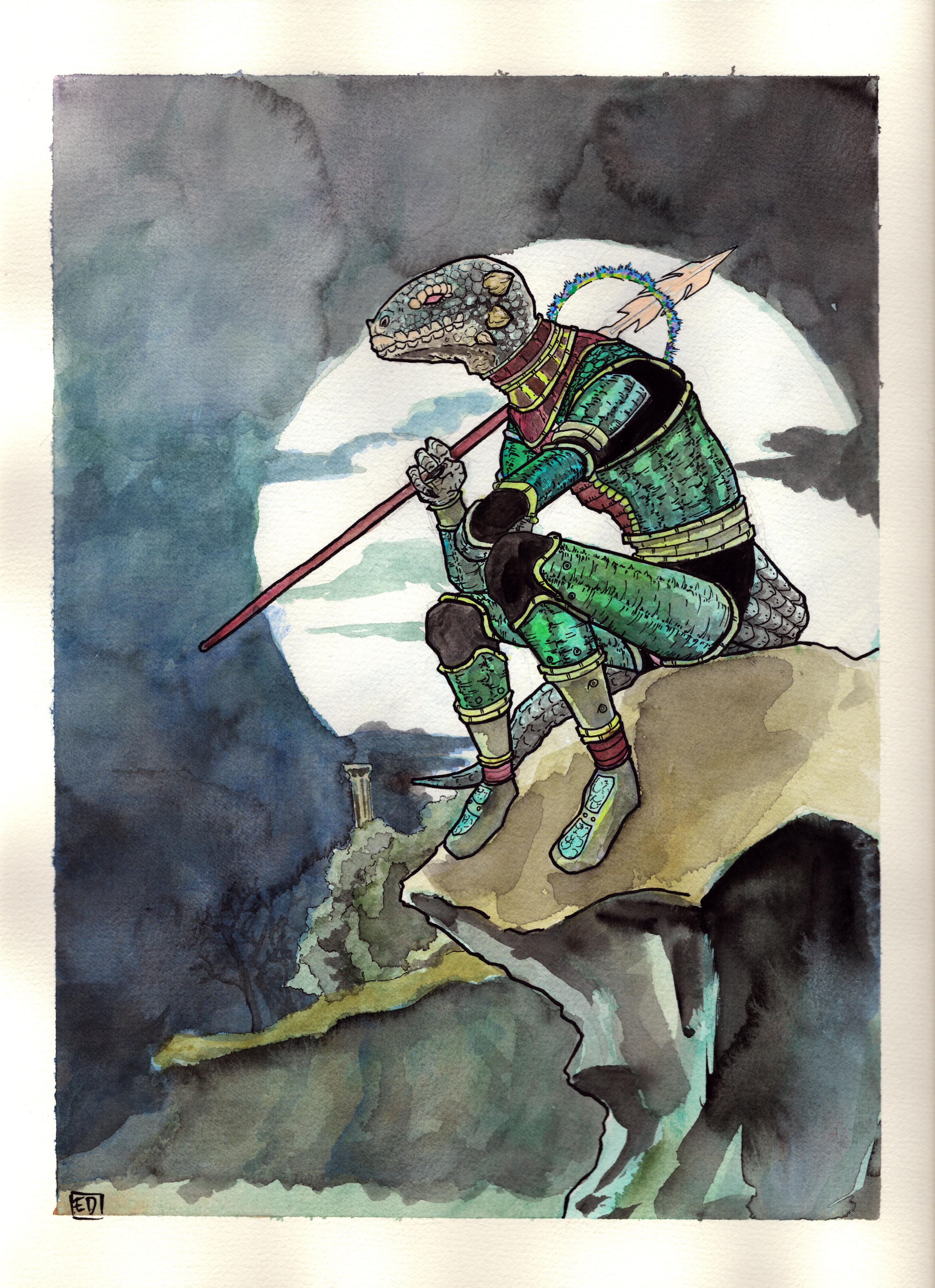 Watercolor on paper. 