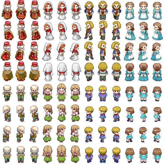 NPC sprite sheet for the prologue section of the game.