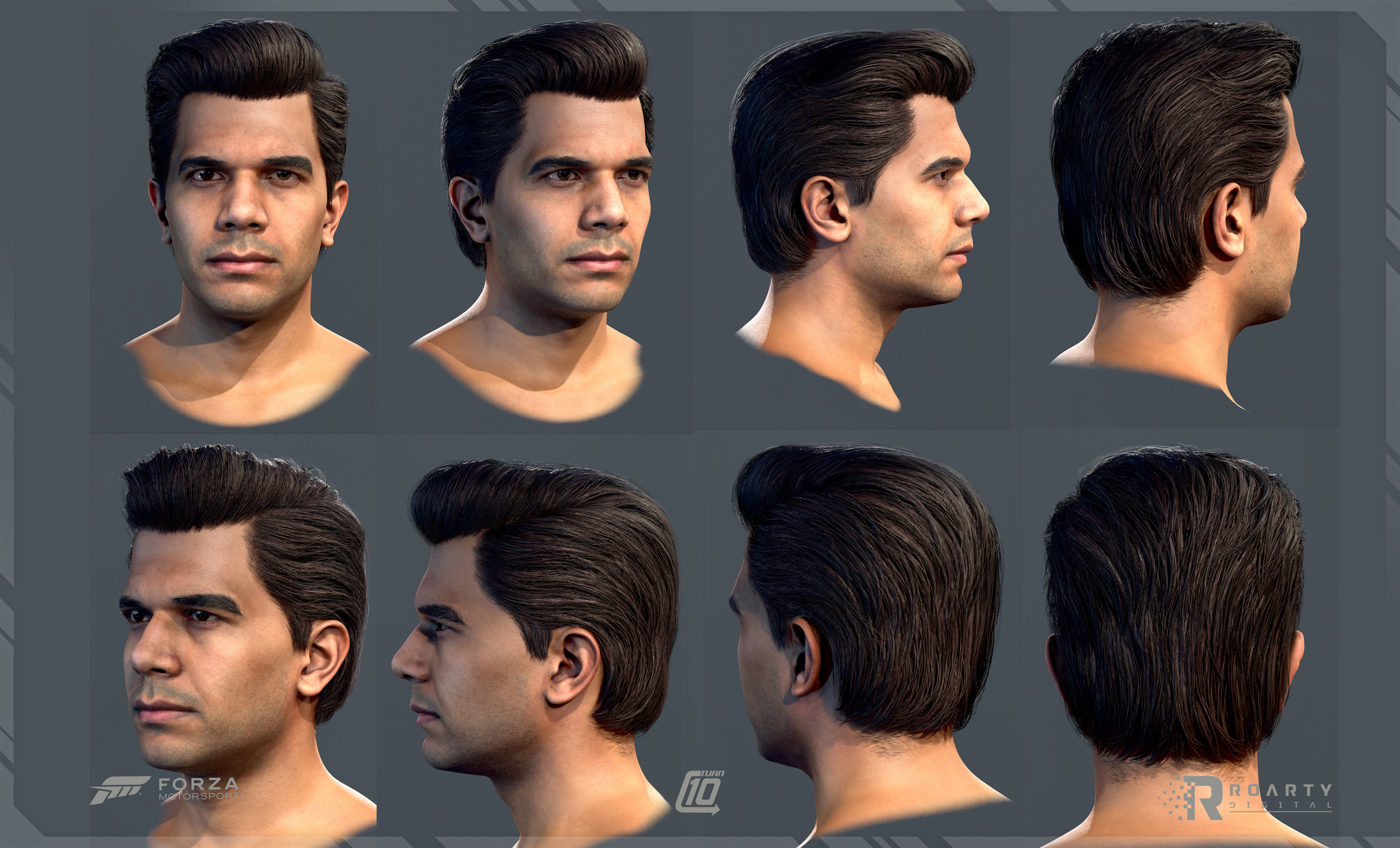 Head from scan data, I cleaned, enhanced and added details in Zbrush. After that worked on the LP/ UVs and transfer. I also worked on the textures. Hair is not mine.