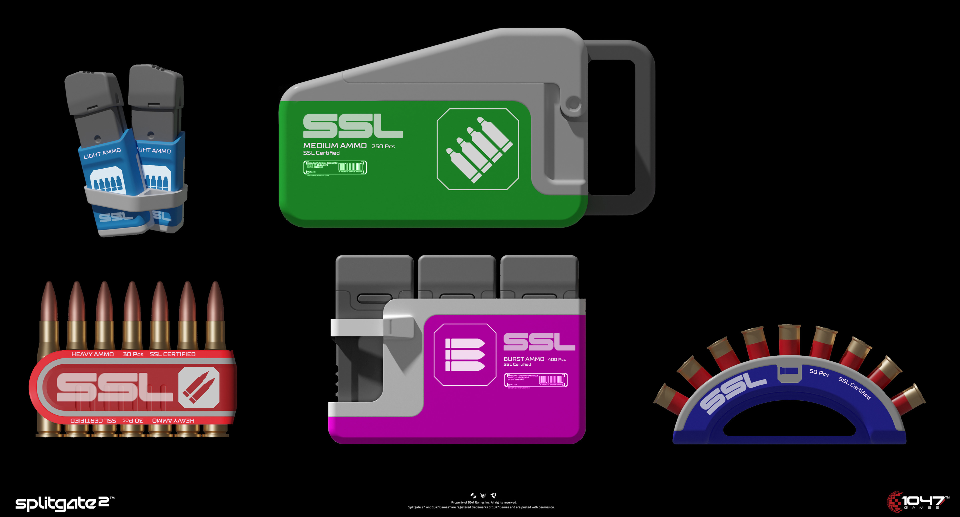 Concept for ammo pickups. The goal was to keep these simple and recognizable from larger distances.