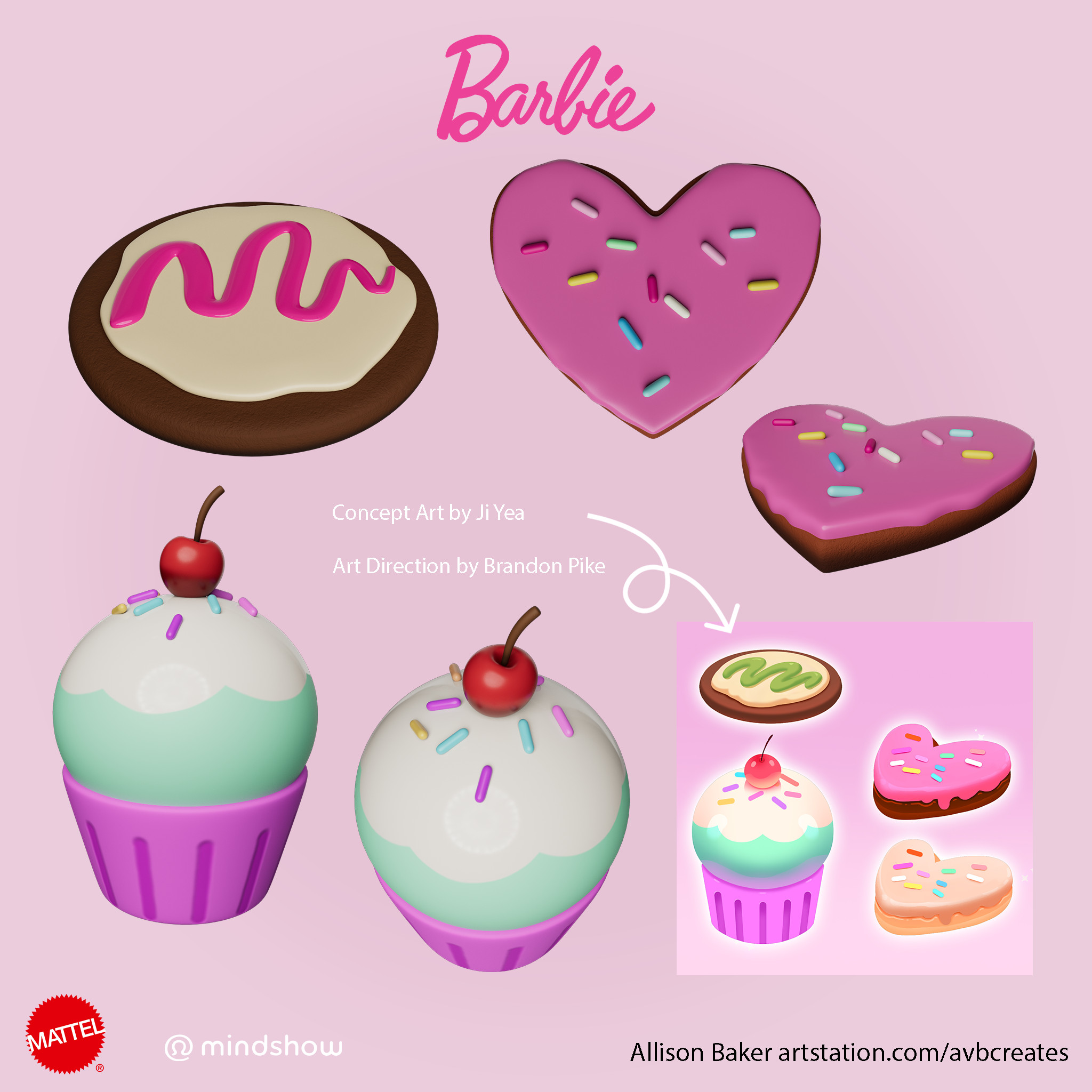 Additional dessert models: Round cookie, frosted cookie, and cupcake.