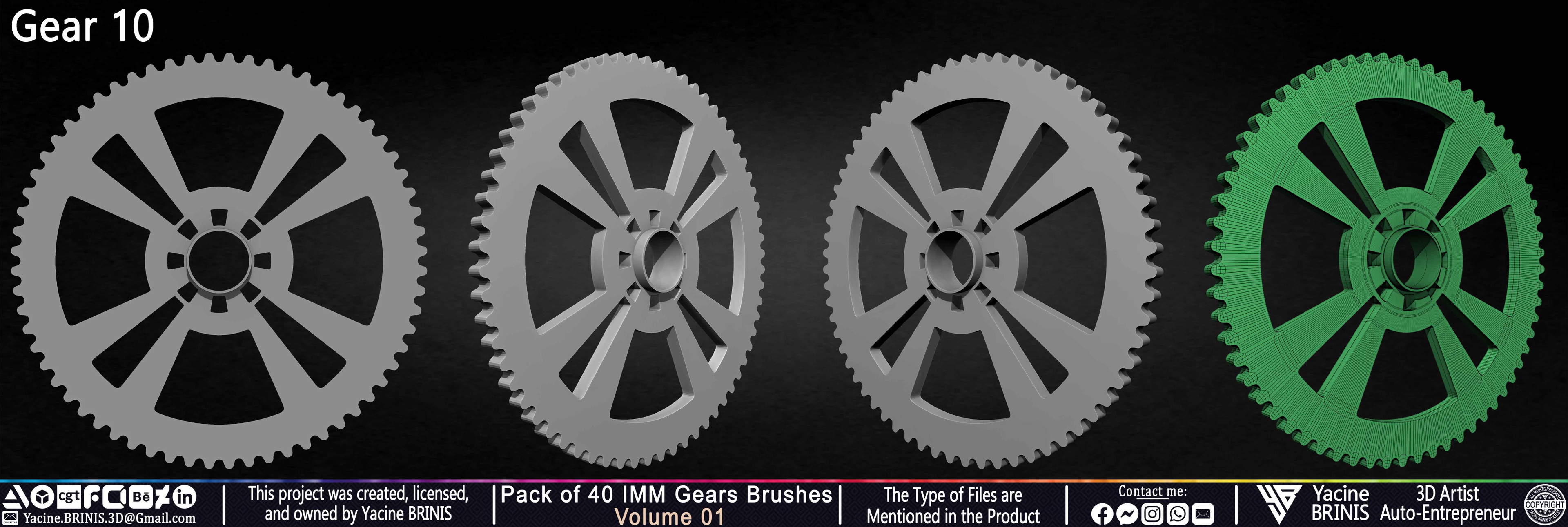 Pack of 40 IMM Gears Brushes and Kitbash Volume 01 Sculpted by Yacine BRINIS Set 018