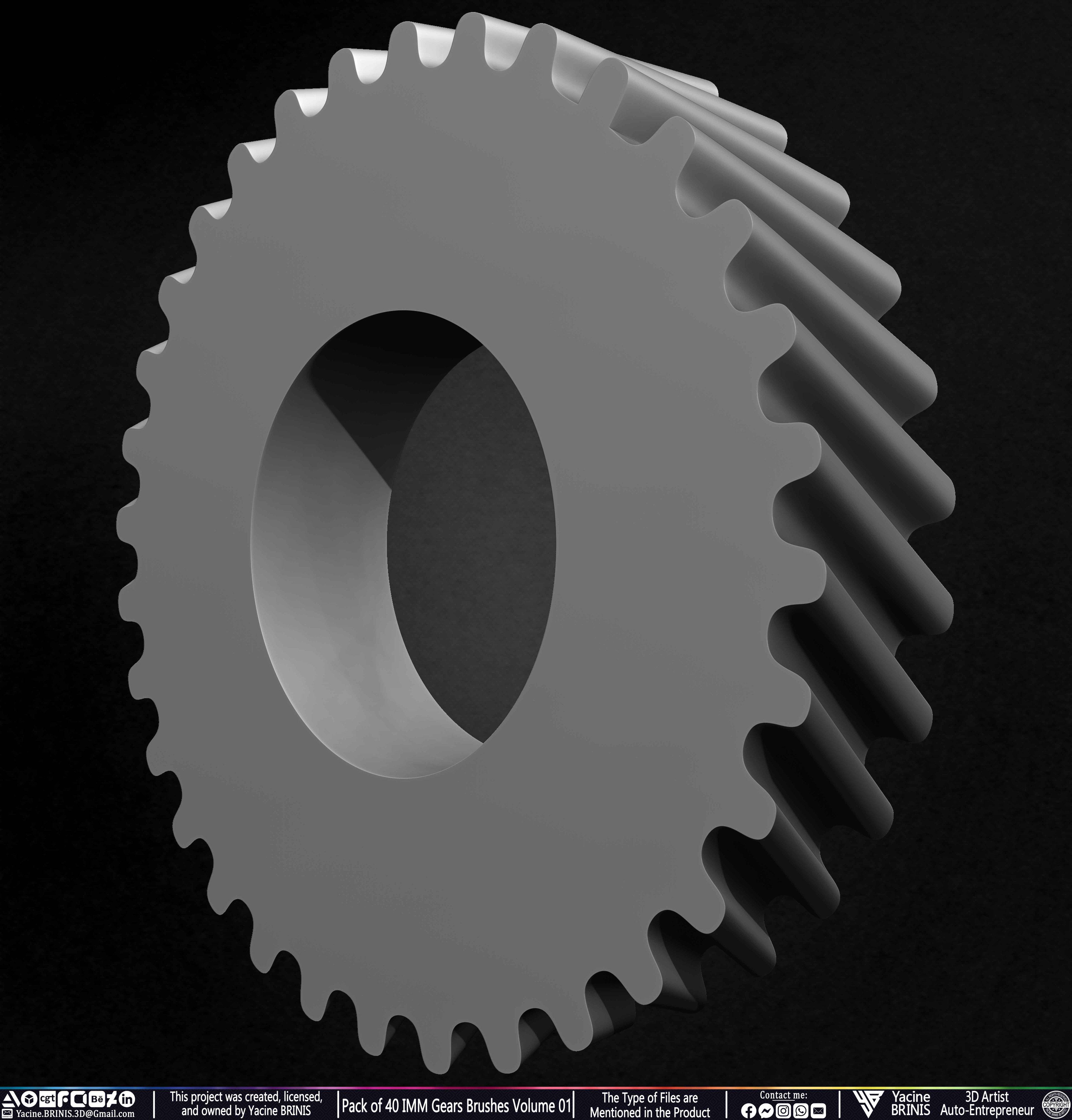 Pack of 40 IMM Gears Brushes and Kitbash Volume 01 Sculpted by Yacine BRINIS Set 020