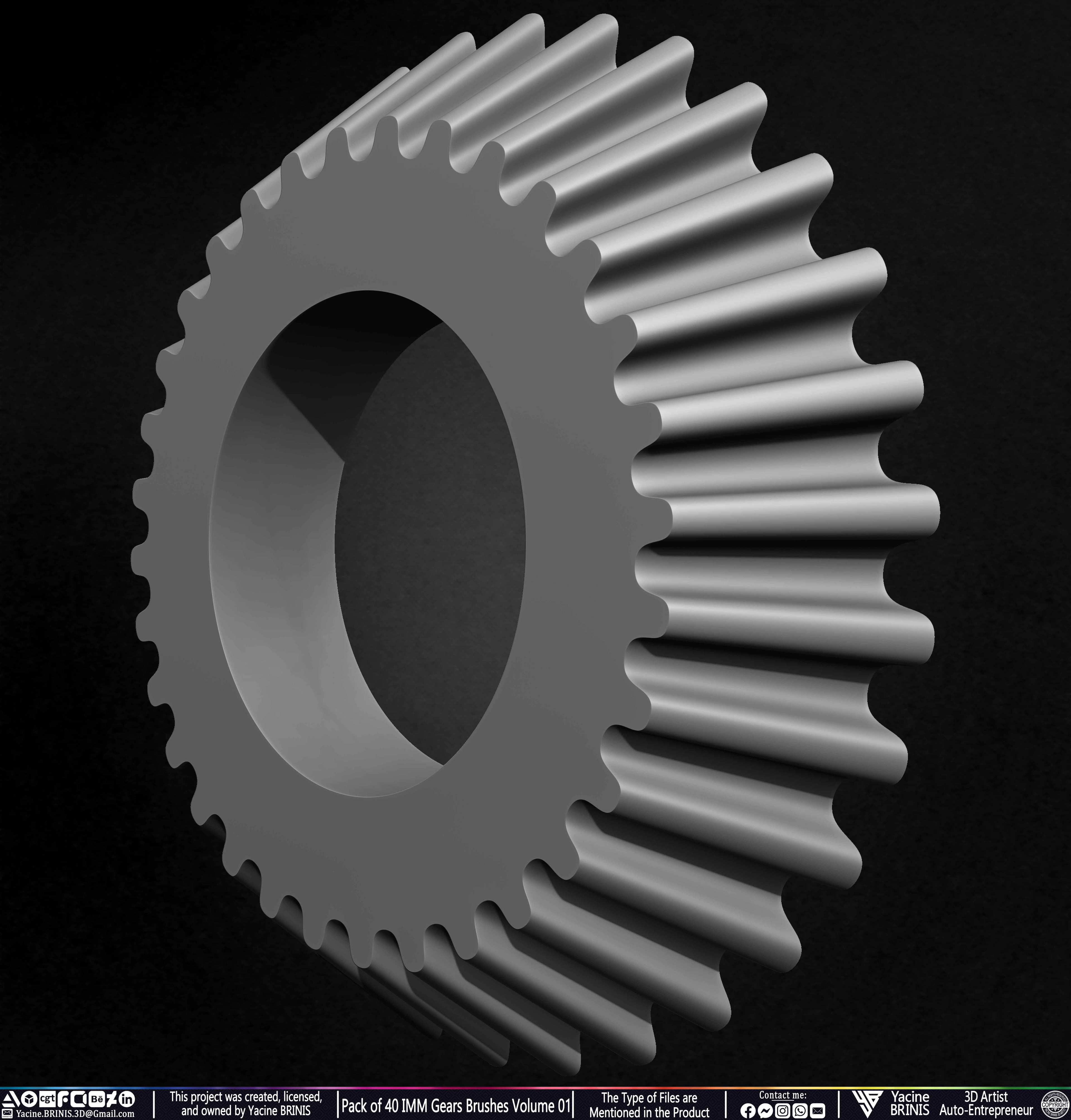 Pack of 40 IMM Gears Brushes and Kitbash Volume 01 Sculpted by Yacine BRINIS Set 021