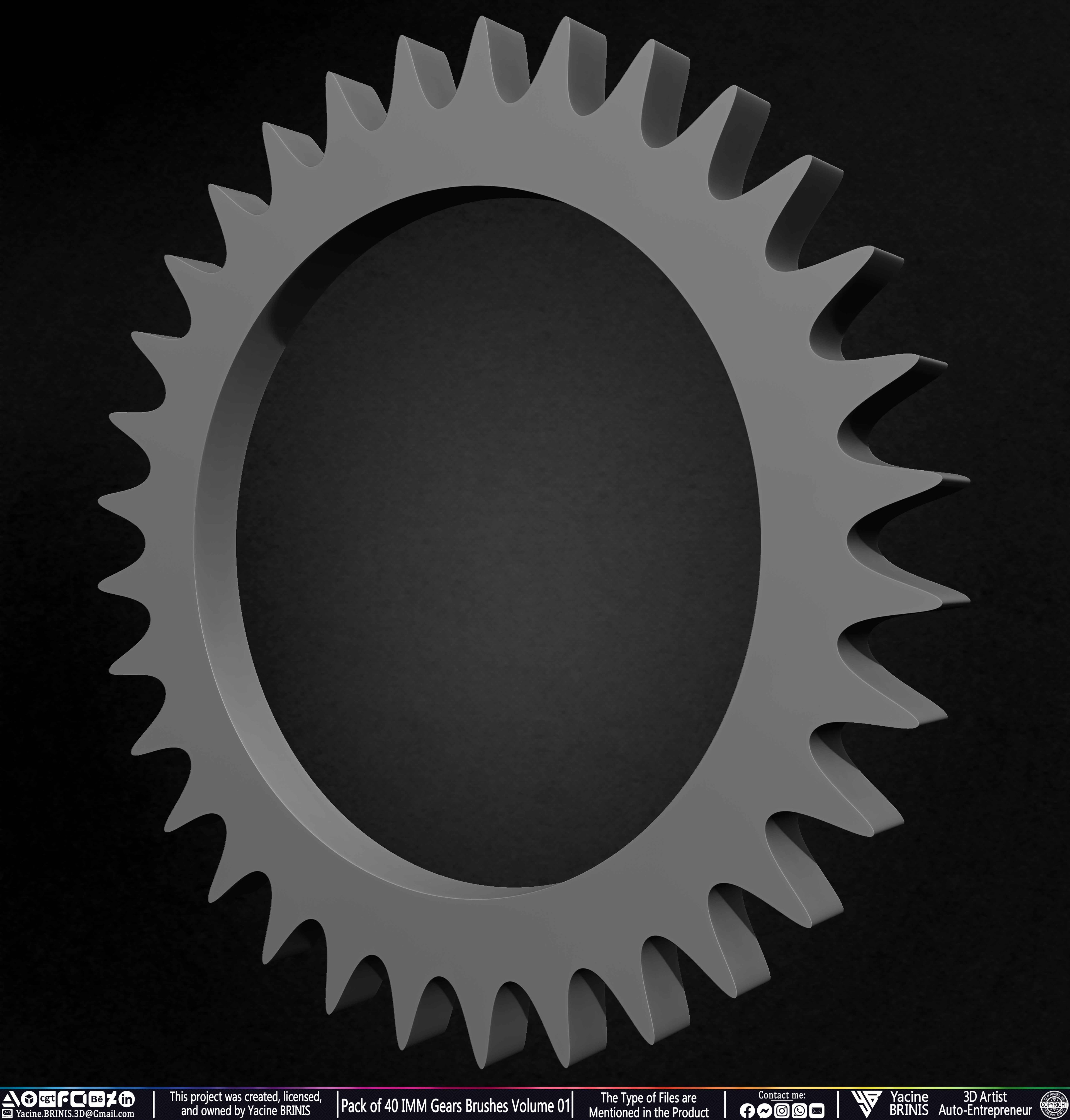 Pack of 40 IMM Gears Brushes and Kitbash Volume 01 Sculpted by Yacine BRINIS Set 022