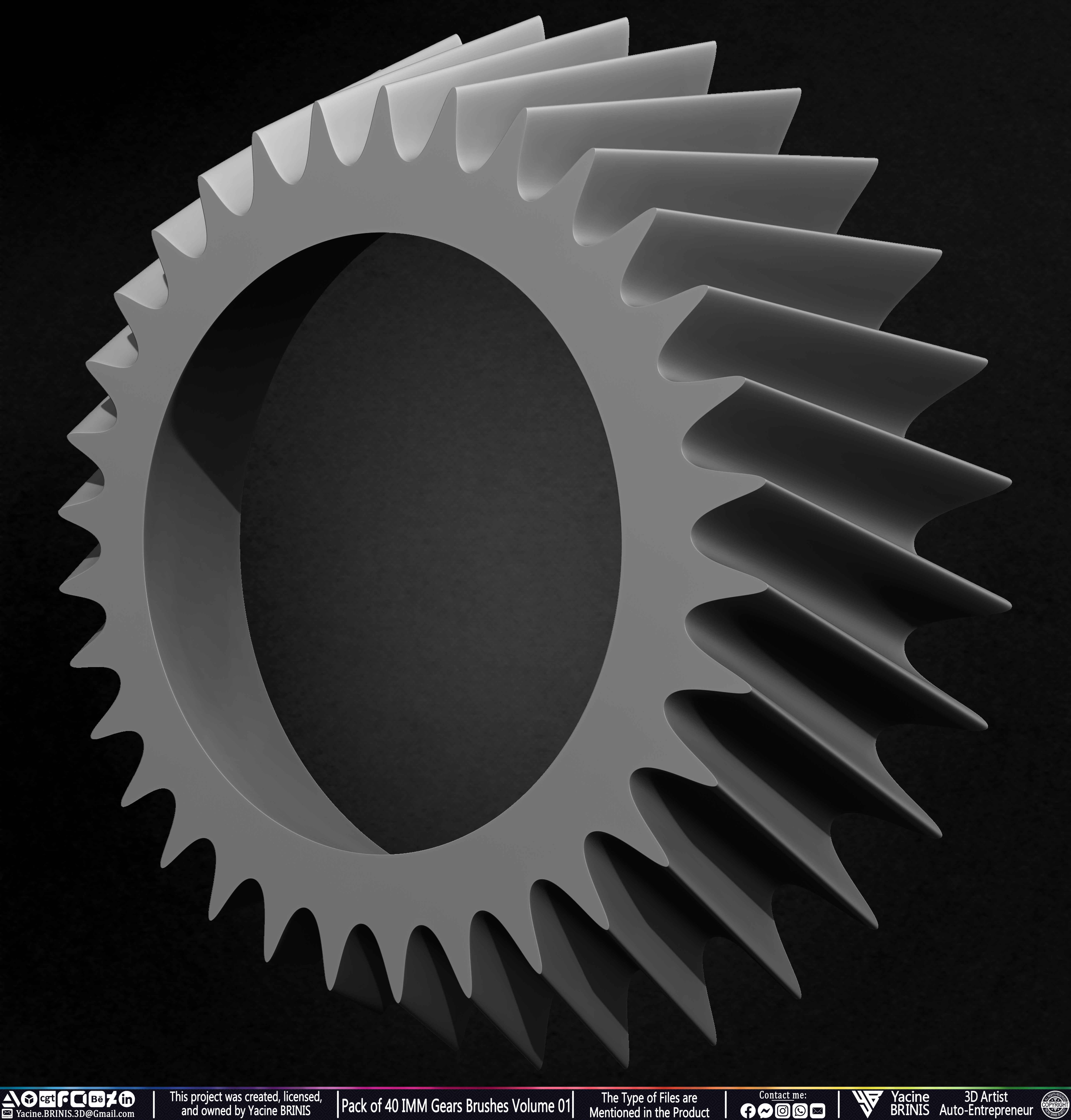 Pack of 40 IMM Gears Brushes and Kitbash Volume 01 Sculpted by Yacine BRINIS Set 023