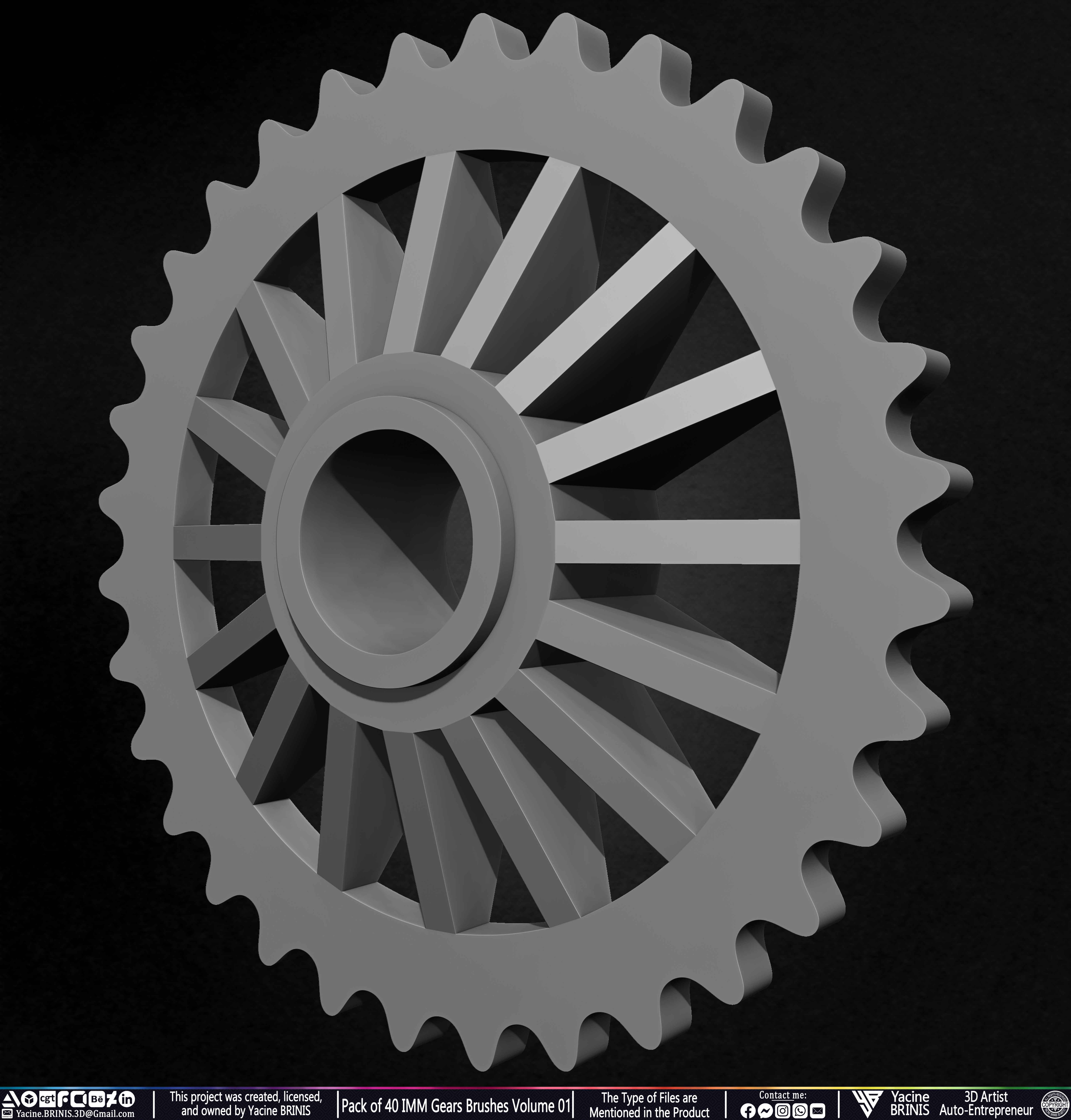 Pack of 40 IMM Gears Brushes and Kitbash Volume 01 Sculpted by Yacine BRINIS Set 024